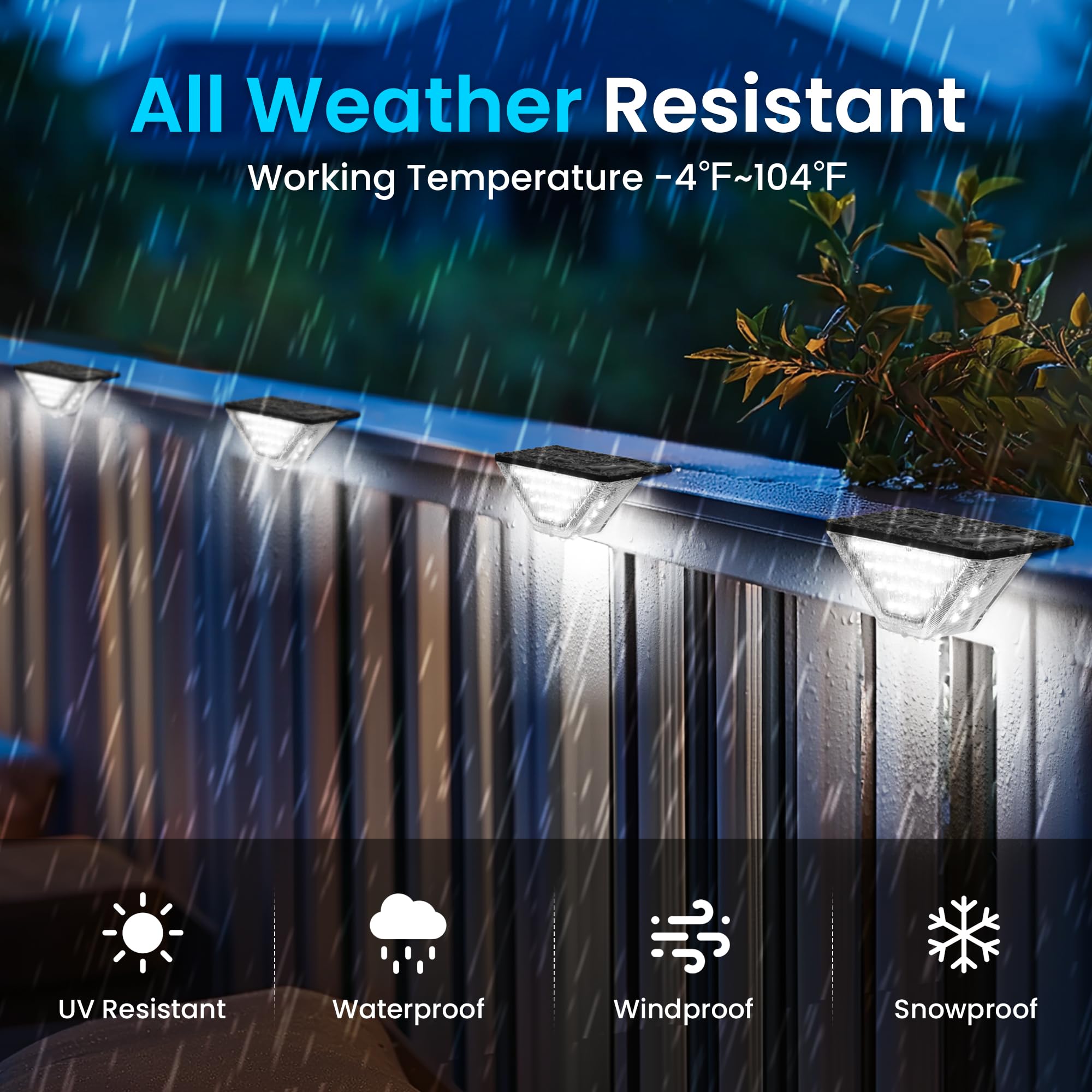 Solpex Solar Deck Lights Outdoor,Solar Step Lights For Outside,Two-Sided Fence Light With 33 Leds,Waterproof Ip65 For Garden,Fen