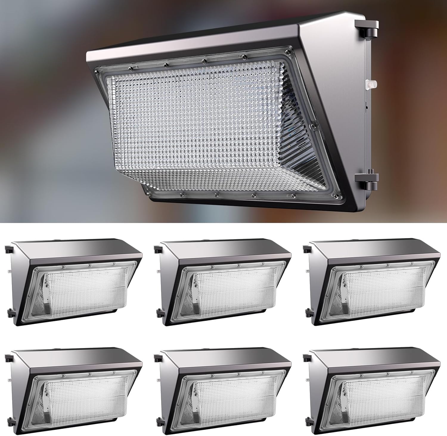 Lightdot 150W 6Pack Led Wall Pack Lights, Dusk To Dawn, 22500Lm, Ip65 Waterproof, Brown