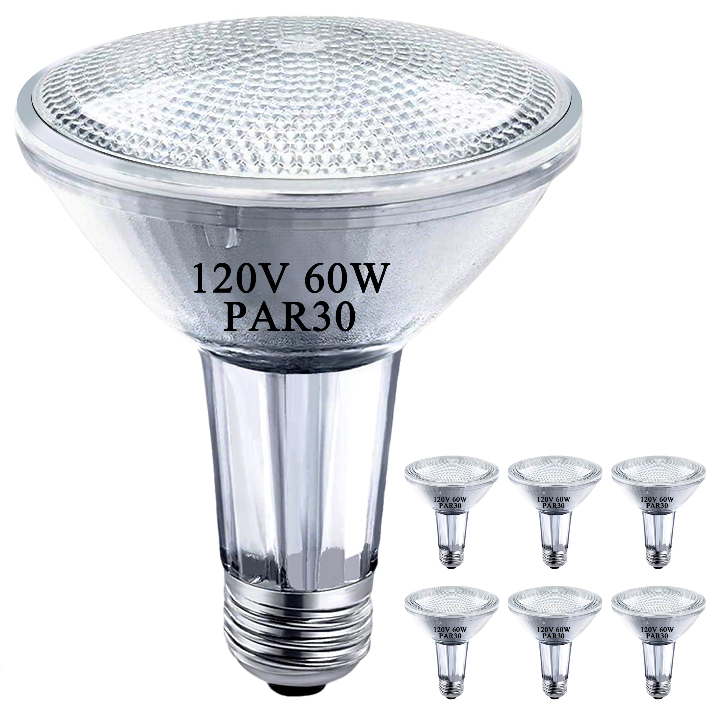 MISDOOD PAR30 Long Neck Halogen Bulbs, 120V 60W PAR30 Flood Light Bulb, Dimmable, E26 Medium Base, 2700K Warm Lighting, 3000 Hou
