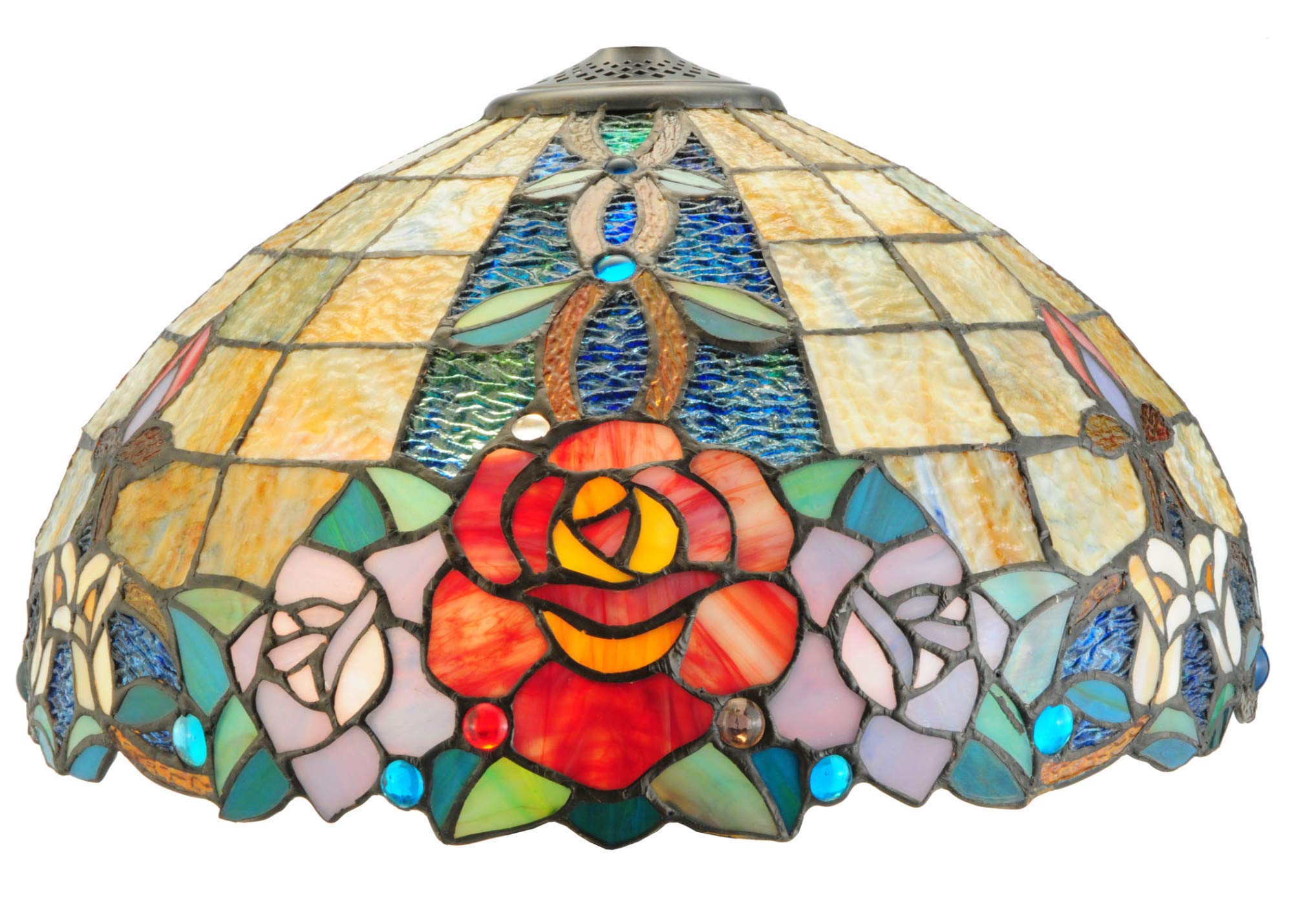Meyda Tiffany Rose Vine Table Lamp, 25-inch, Mahogany Bronze, Glass and Metal, Model 138121