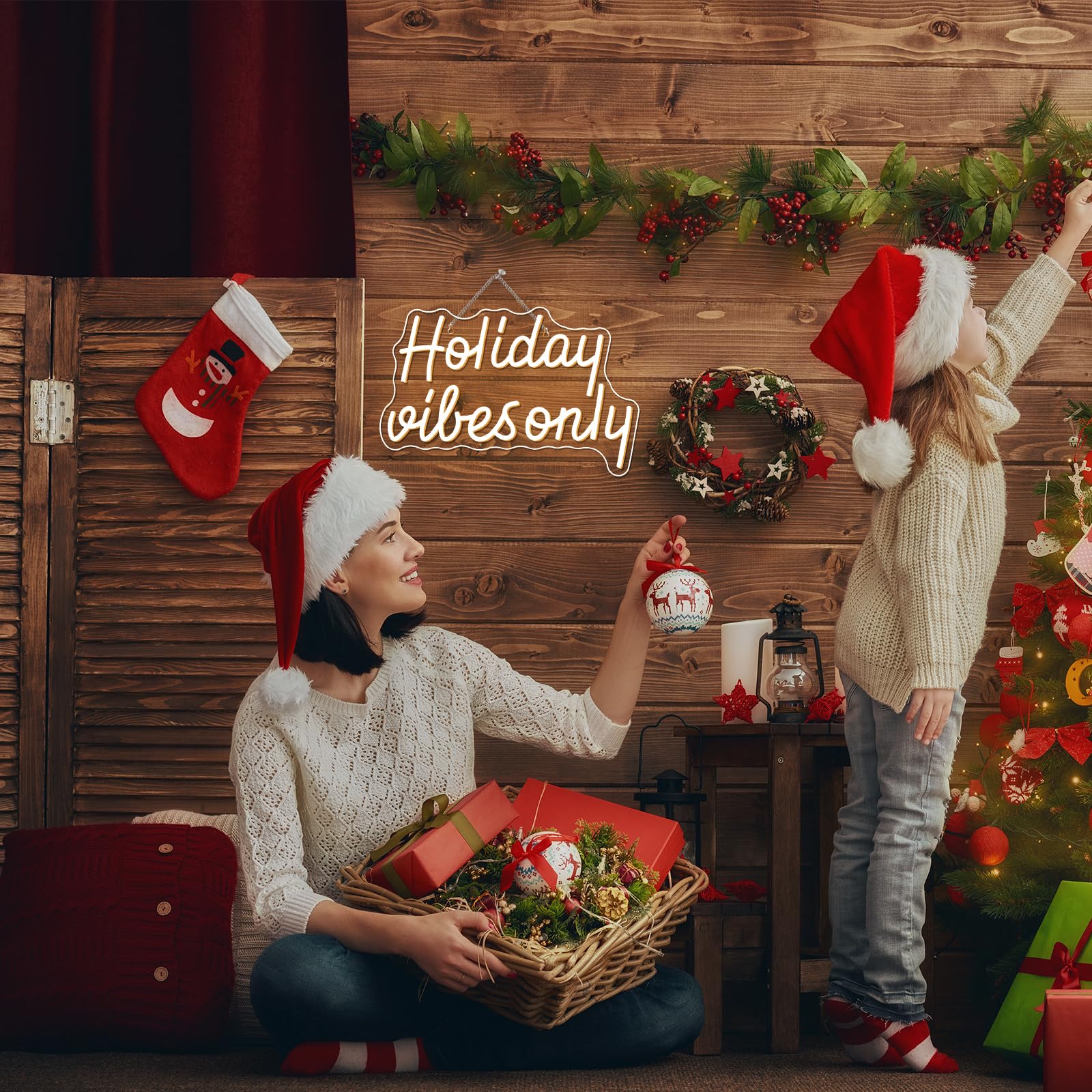 Dreamfort Christmas Neon Sign Holiday Vibes Only Neon Sign Festive Led Wall Decor For Christmas  Seasonal Parties & Winter Home Decor Cheerful Holiday Design