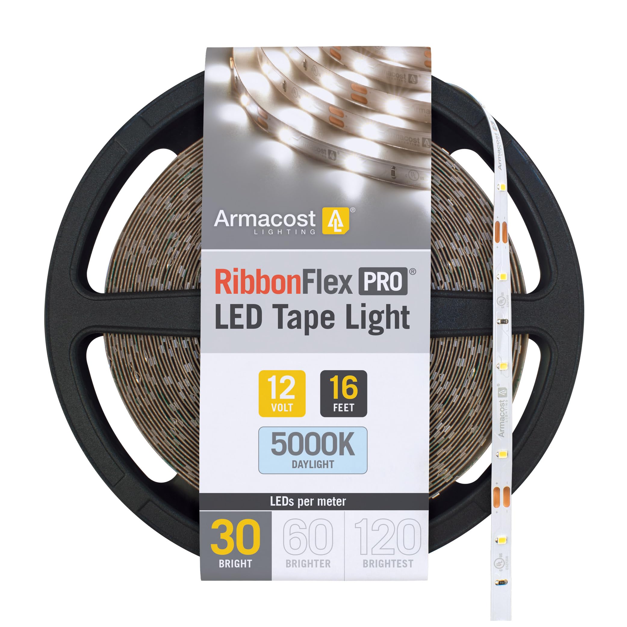 Armacost Lighting LED Tape Light 30 LEDs/m 16.4 ft 5000K Daylight White Model 161230 Copper