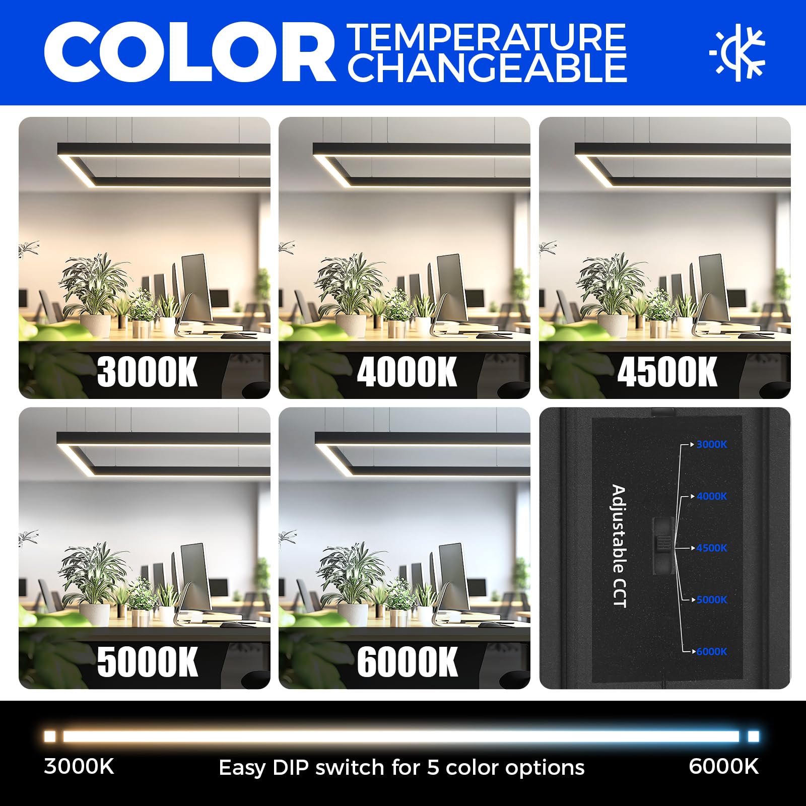 Barrina 9FT x 5FT LED Linear Light, 306W, Color Changing 3000K-6000K, Black, Model 9d5a2aba, Remote Control