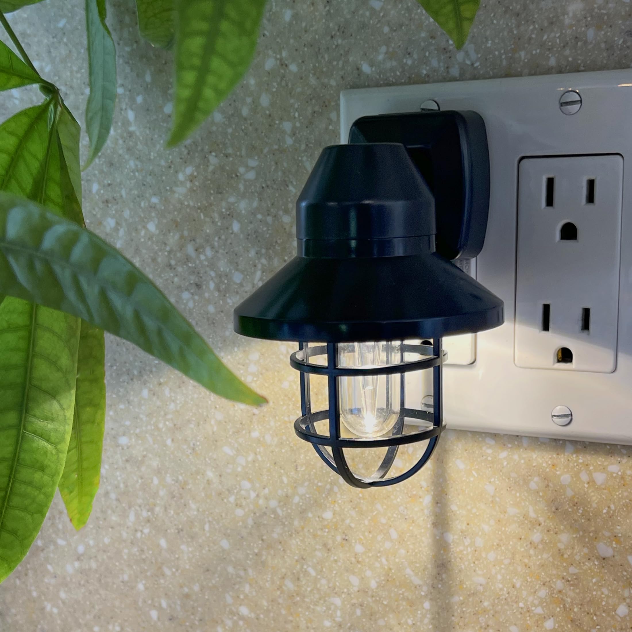 Maxxima Decorative Vintage Led Night Light - Farmhouse Plug-In Wall Outlet Light, 3000K Warm White, Features Automatic Dusk-To-D