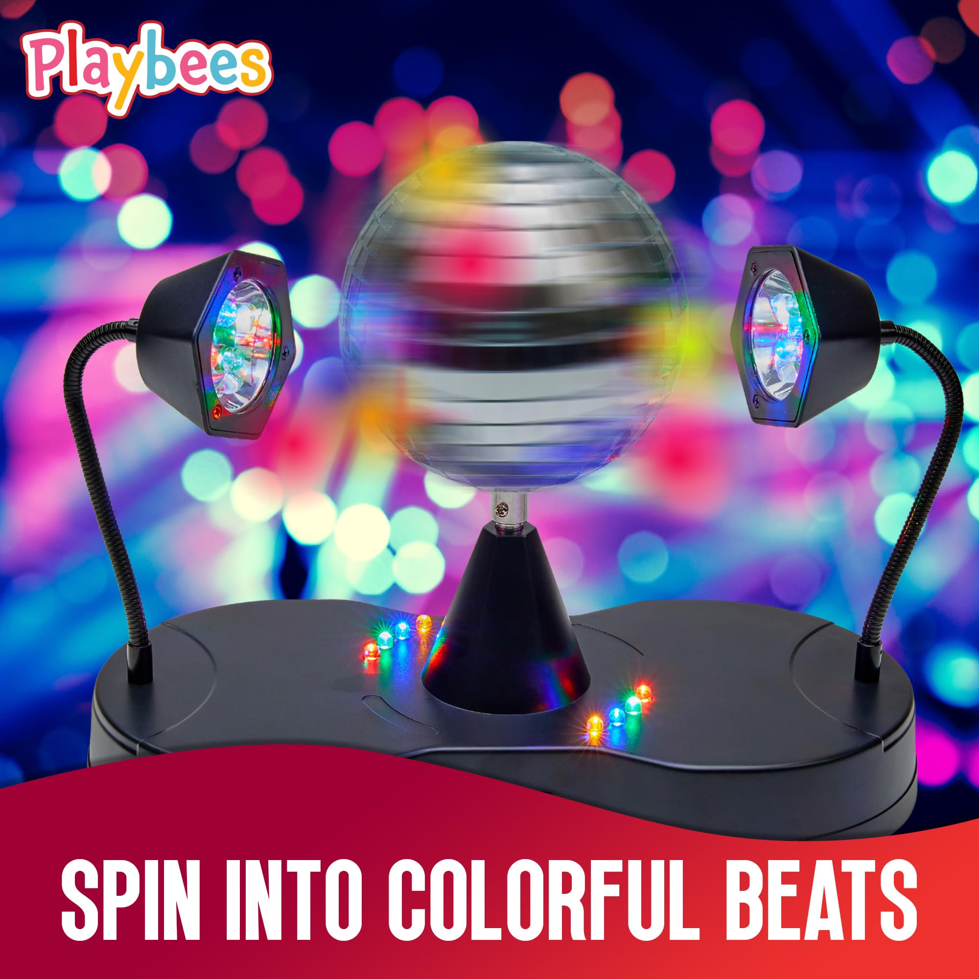 Playbees Rotating Disco Ball - Led Revolving Disco Ball With Movable Strobe Lights For Disco Party Decor, Mirror Lights Party, Mini Lava Lamp Alternative, 30 Second Dance Party