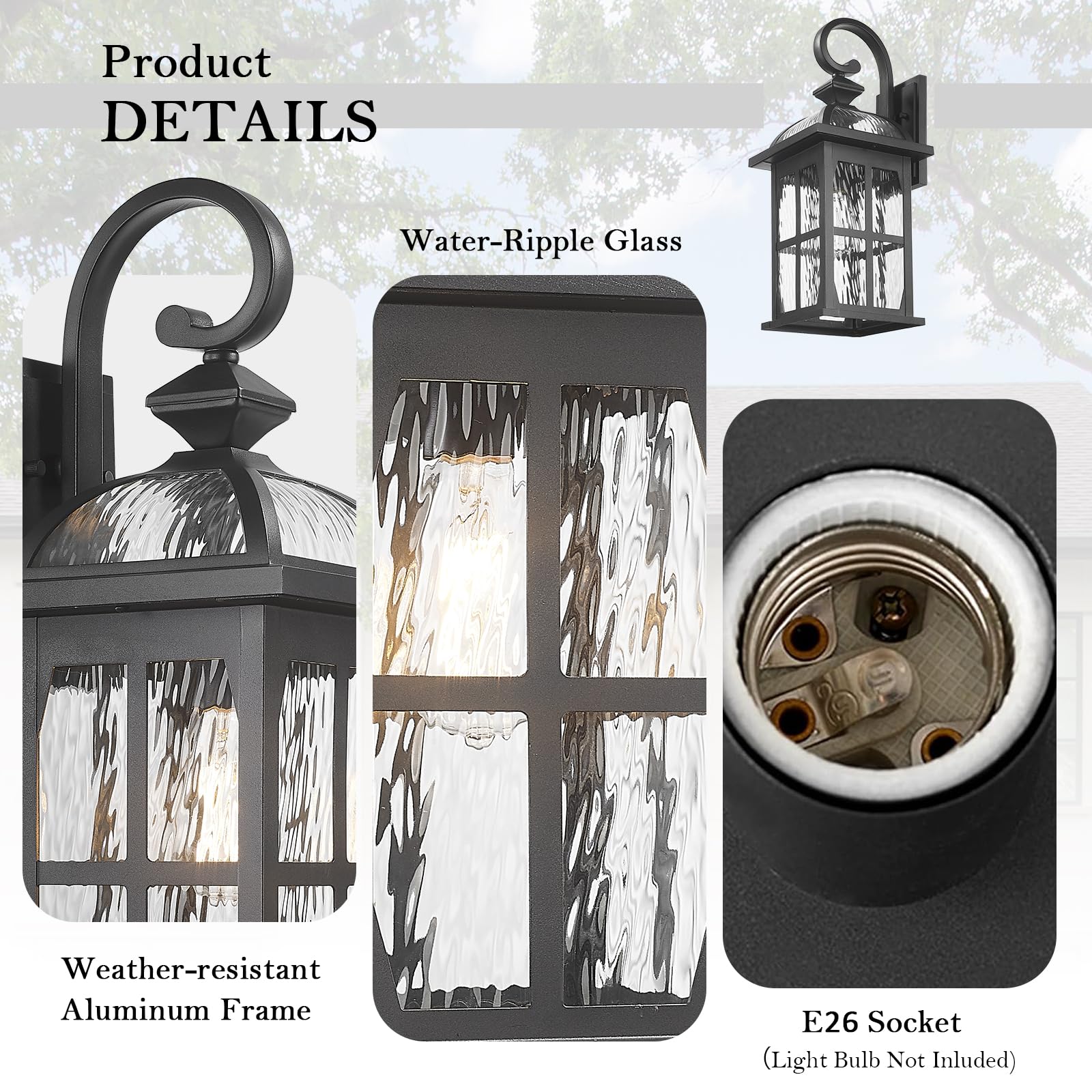Darkaway Large Outdoor Wall Light  22Inch Exterior Light Fixture With Water Ripple Glass  Aluminum Outside Lights Sconces Exterior Lighting For House Porch Patio Doorway Garage