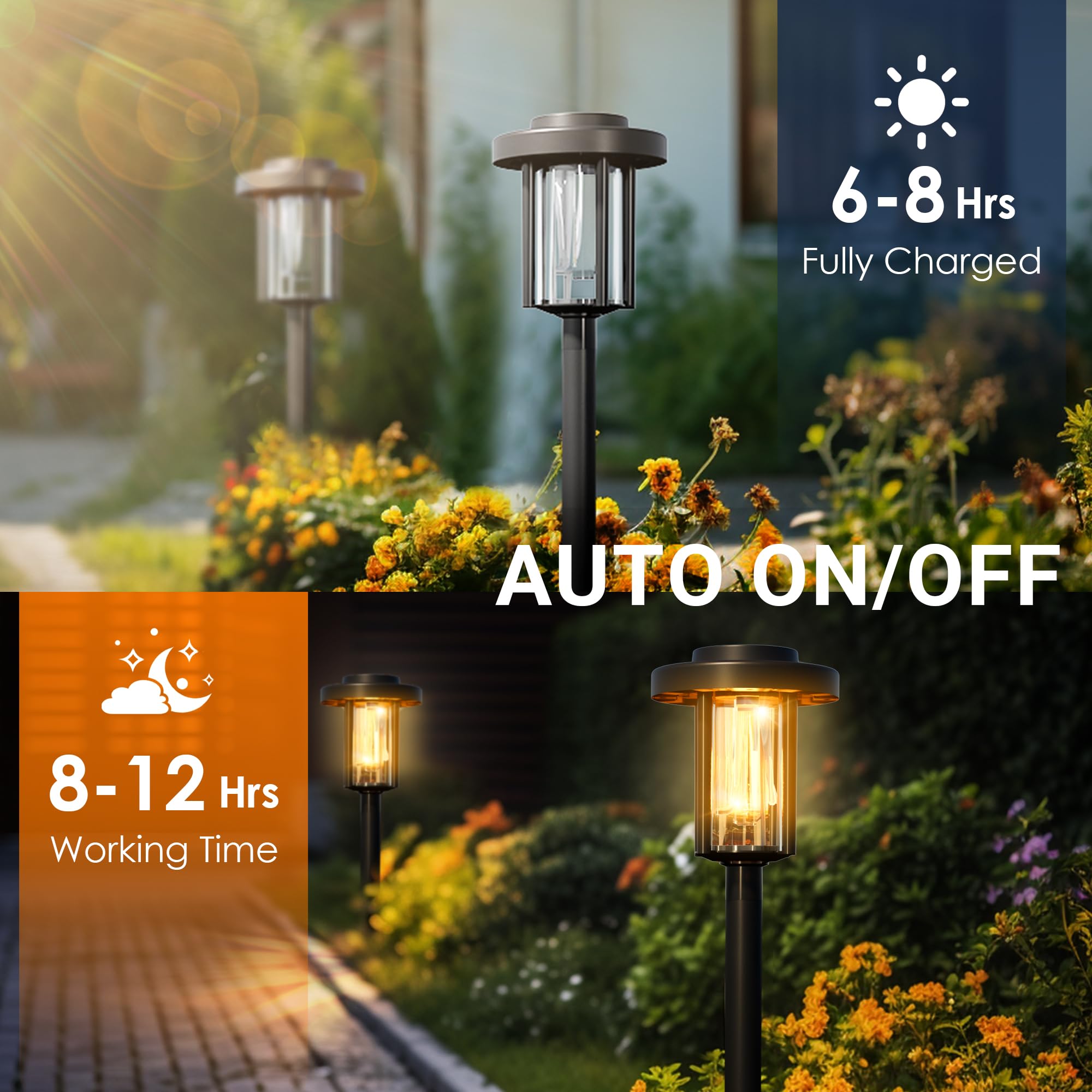 Gigalumi Solar Pathway Lights Outdoor  8Pack Gardening Light Ip65 Waterproof Landscape Lighting For Yard And Walkway  Garden Decorations For Outside Patio Porch  Warm White