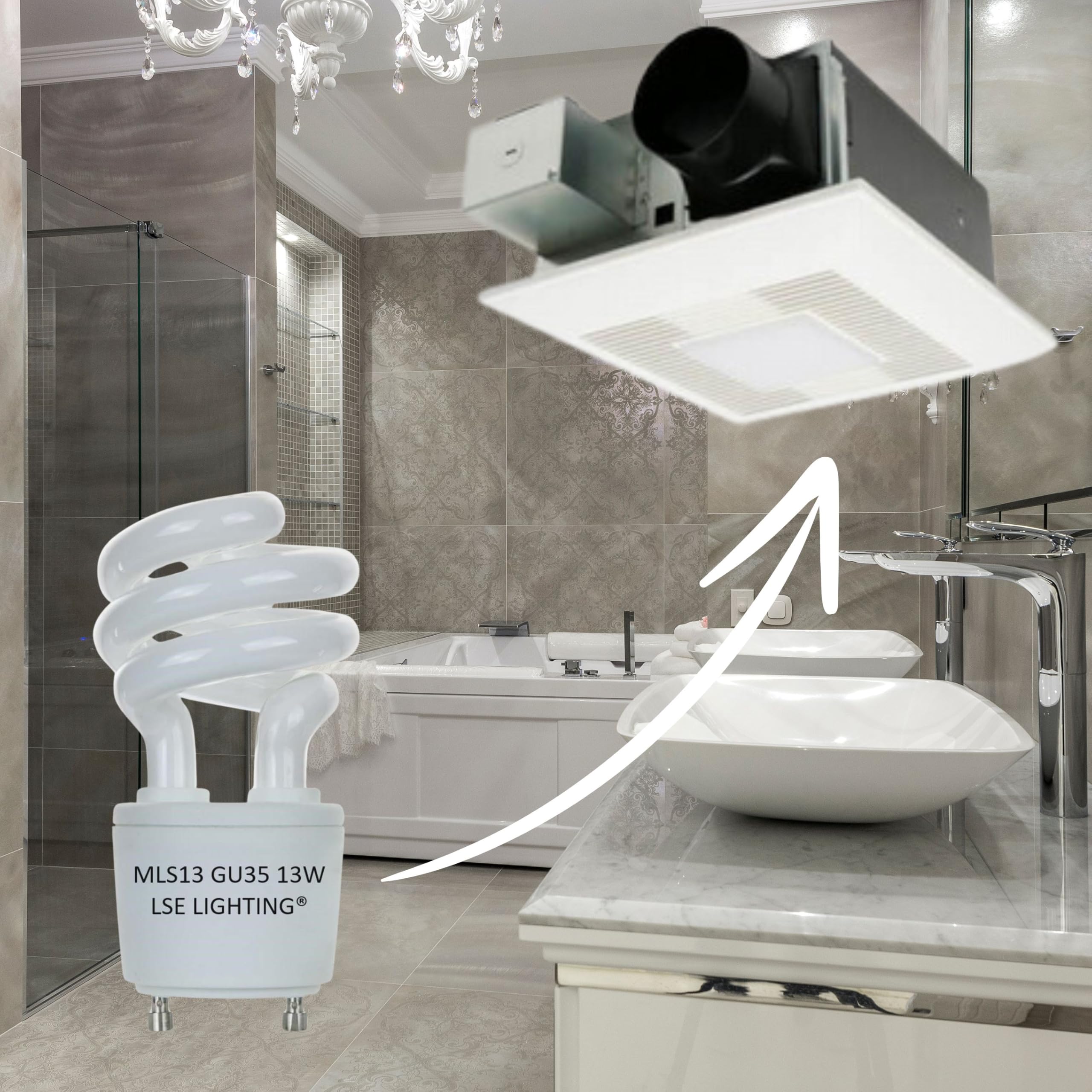 13W Mls13Gu35 Cfl Bulb - Replacement For Panasonic Vql5 Exhaust Fan - Gu35 Base Compact Fluorescent - 3500K Warm White Bathroom