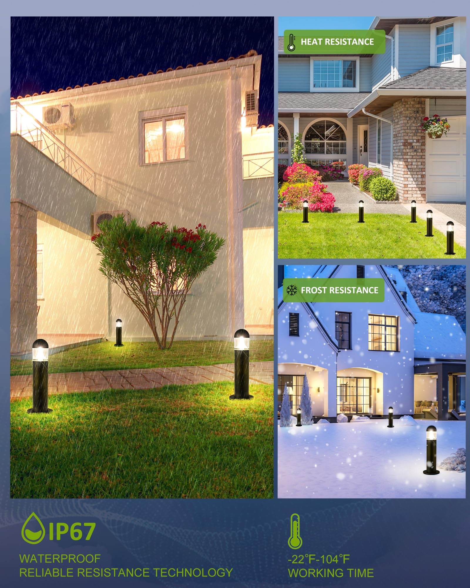 MOON-DE-AGE 2 Pack Low Voltage Landscape Pathway Lights, 12V LED IP67 Waterproof, Warm White Outdoor Driveway Lighting, Classic Black