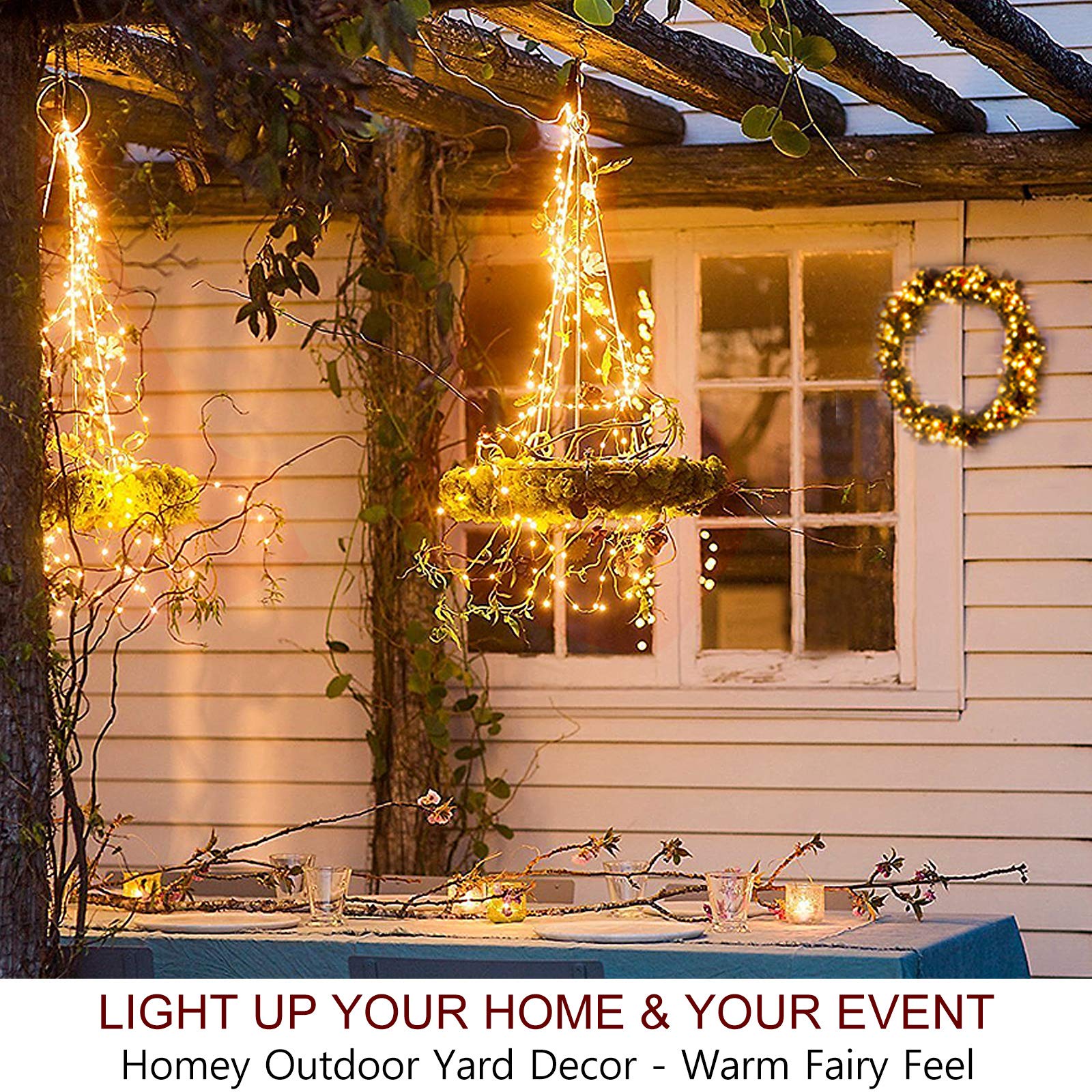 Bright Zeal 66 Ft 200 LED 8 Mode Christmas Fairy Lights Battery Operated with Remote - Warm White Multifunction Christmas Lights