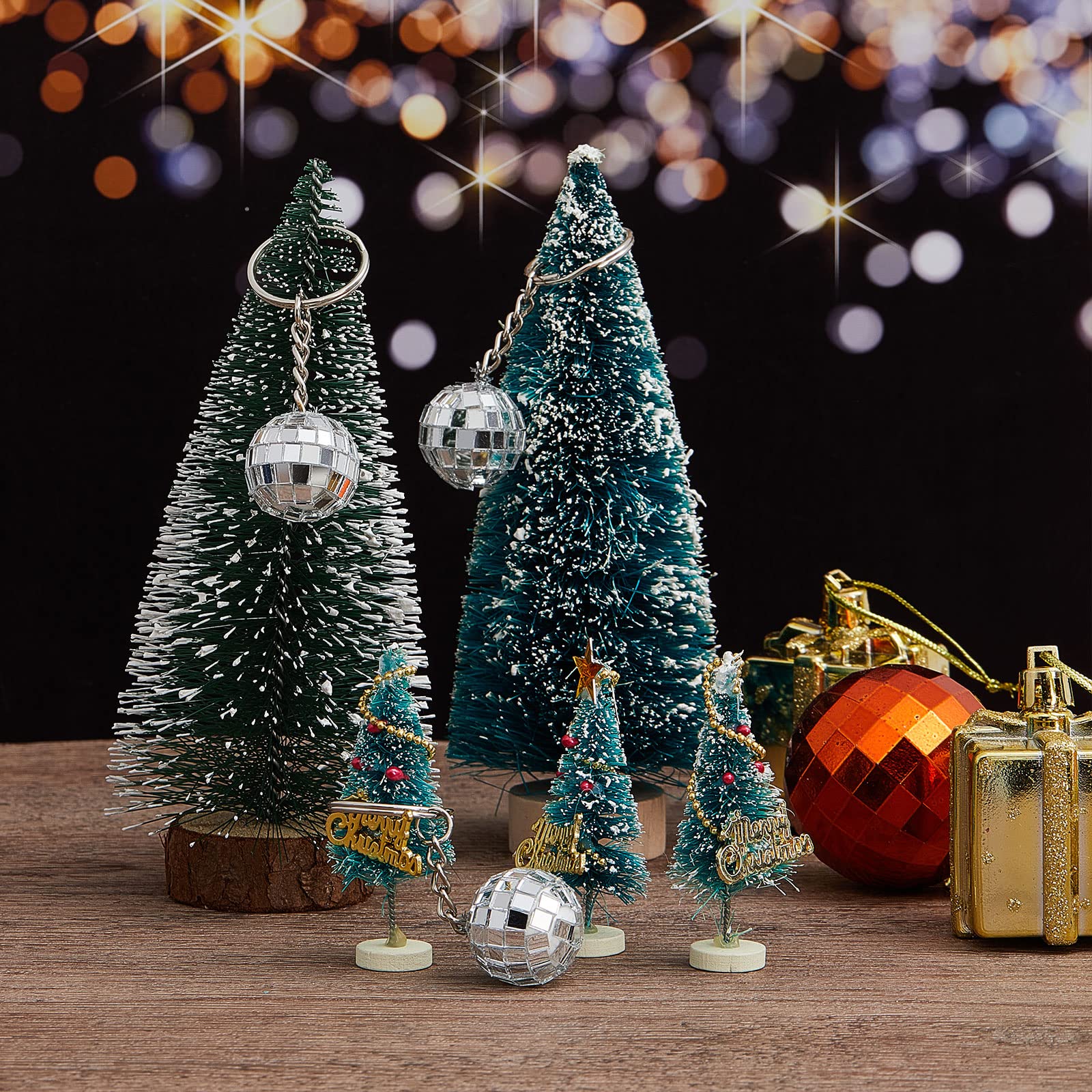 Hicarer 60 Pcs Mini Disco Ball Keychain 60s 70s 80s Disco Party Favors Glitter Silver Mirror Ball Keychain Halloween Party Favor