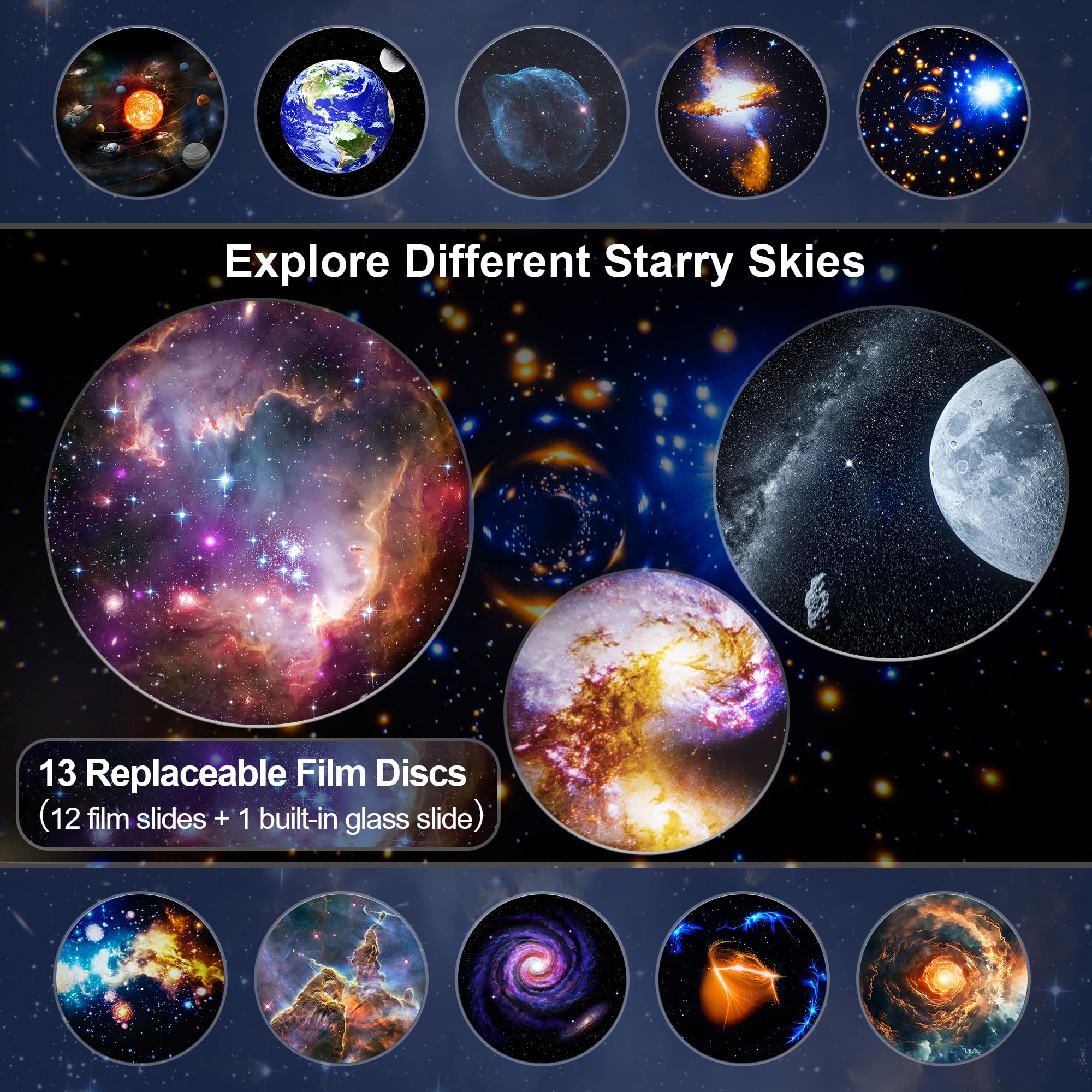 Planetarium Projector For Bedroom, 13 In 1 Star Projector Galaxy Light, Nebula Night Light Milky Way Projector With Timer, Led S