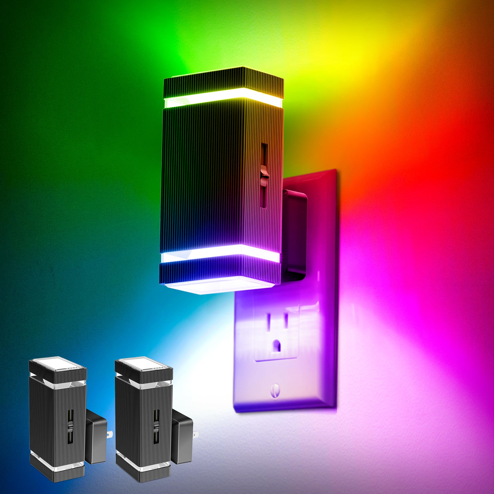 DORESshop Color Changing Night Lights [2 Pack], Night Lights Plug Into Wall, 8 Color LED Night Light, Night Light with Dusk to D