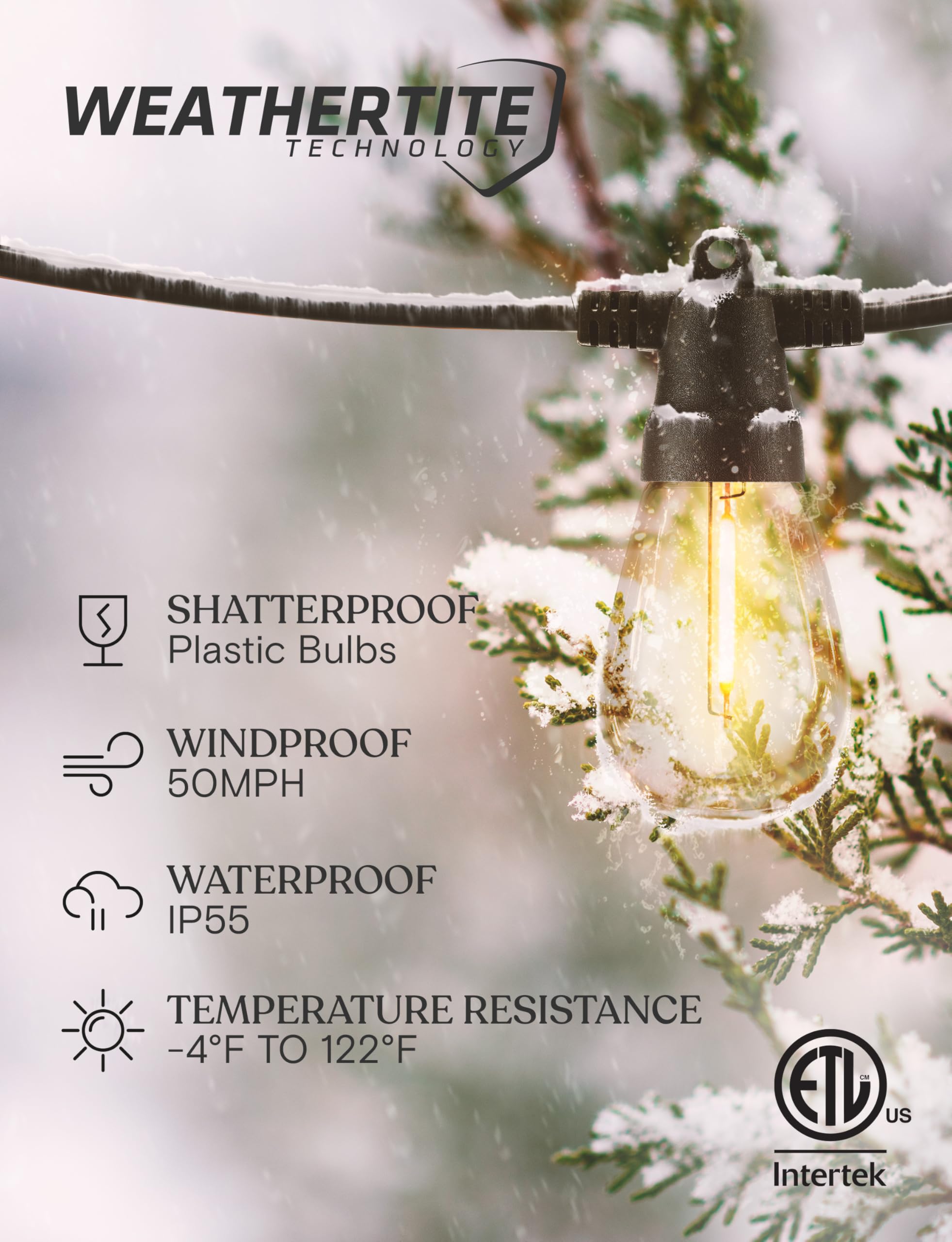 Brightech 104 (93+11) Ft Ambience Pro Solar Powered Outdoor Led String Lights - Waterproof Remote Control Lights - 32 Bulbs, 7W