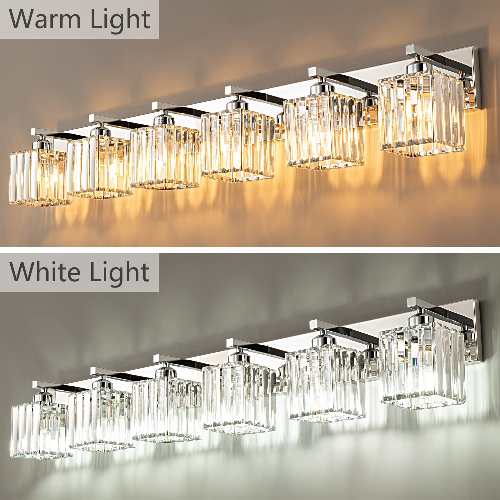 FDPBY 6-Light Chrome Metal Bathroom Vanity Light Fixture JW-002