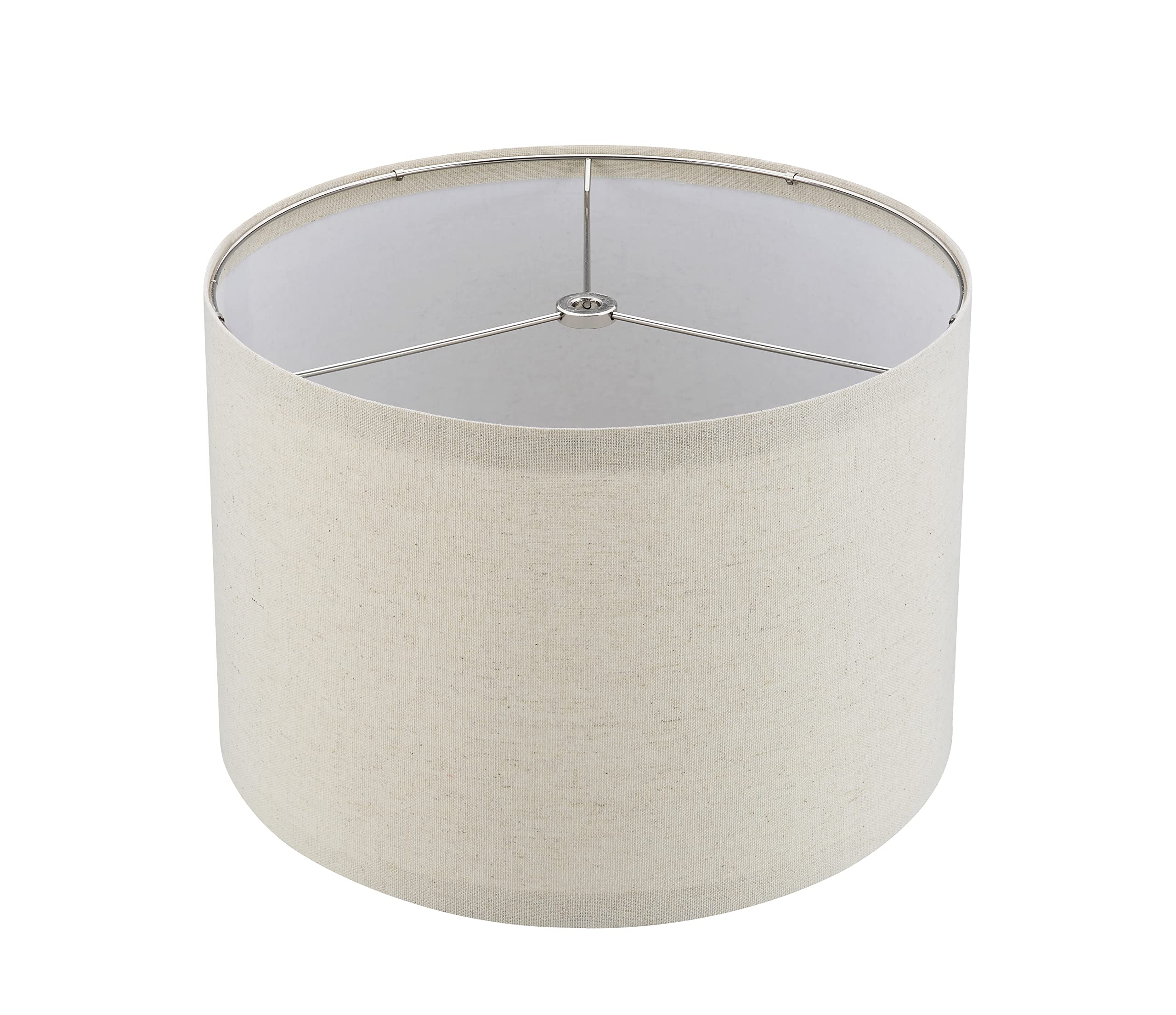 Aspen Creative Drum Spider Shade, Oatmeal Linen, 12in Top x 12in Bottom x 8in Height, Model 38301