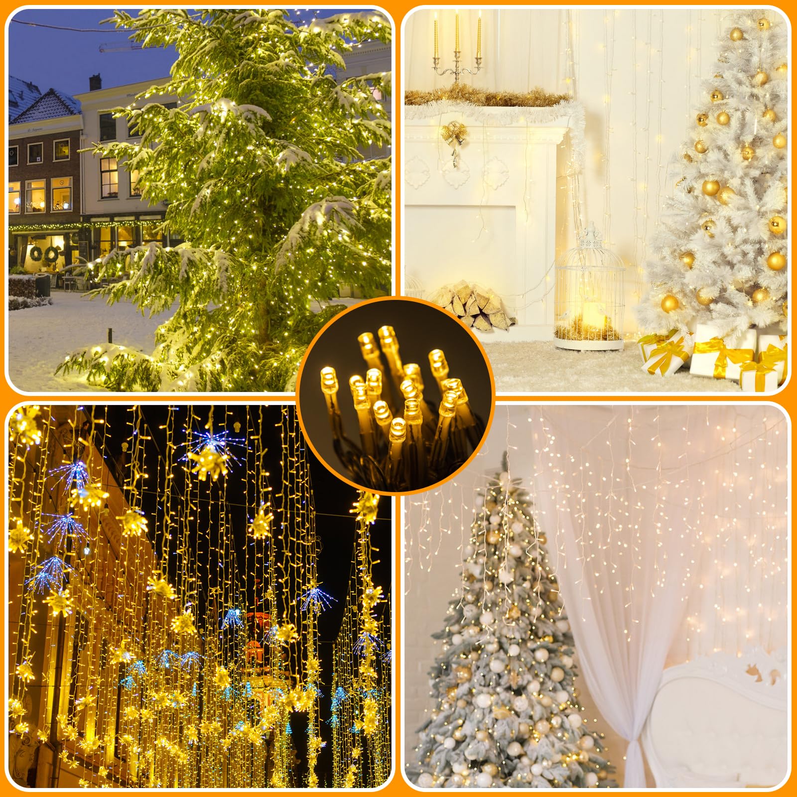 Varmepals 2 Pack 76Ft 200 Led Warm White String Lights Outdoor Indoor With Remote,Waterproof Plug In Fairy Lights For Easter Val