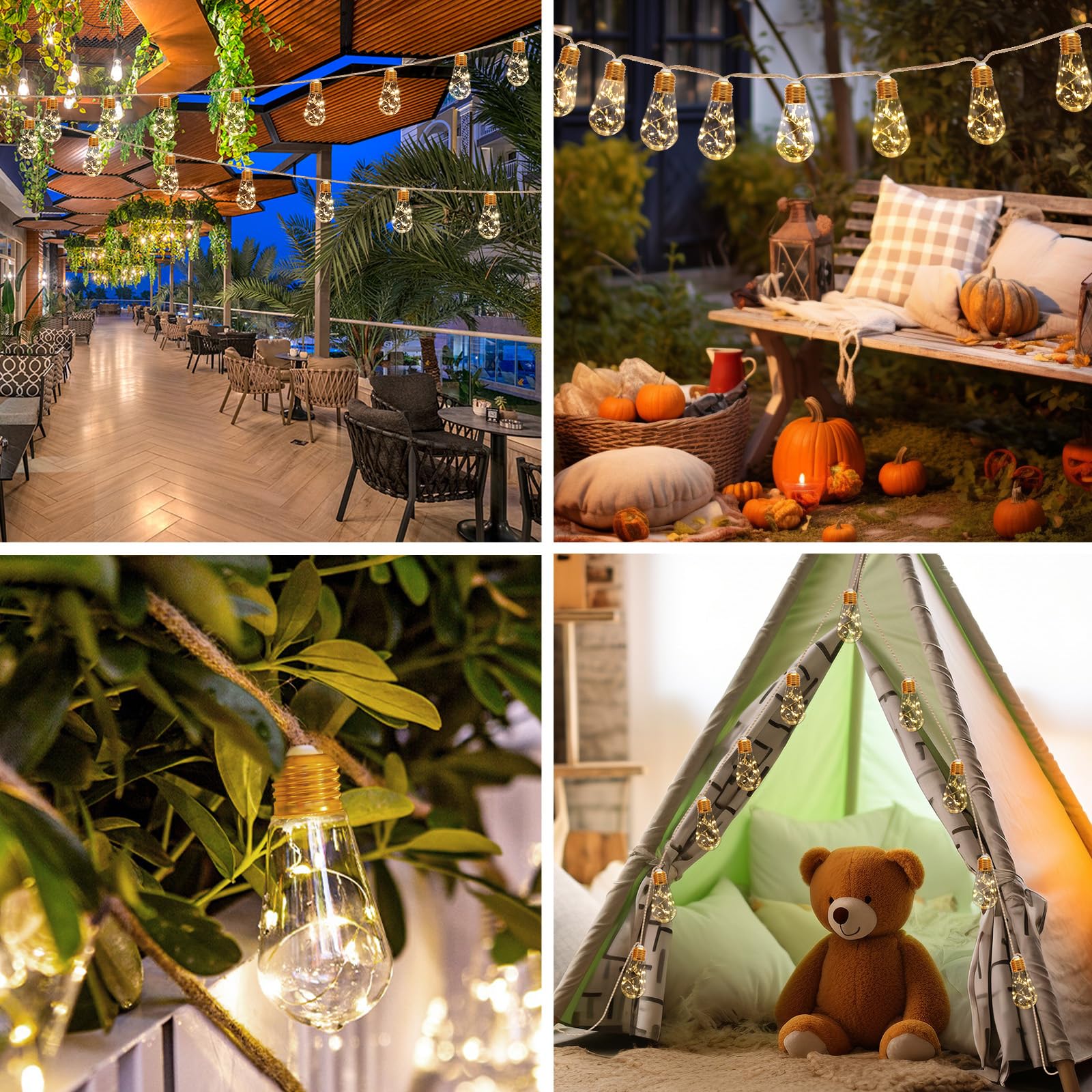 TUODAW Solar String Lights, 26FT Vintage Rope Hemp, 8 Modes, Remote Control, Warm White, Waterproof, Model 20240406