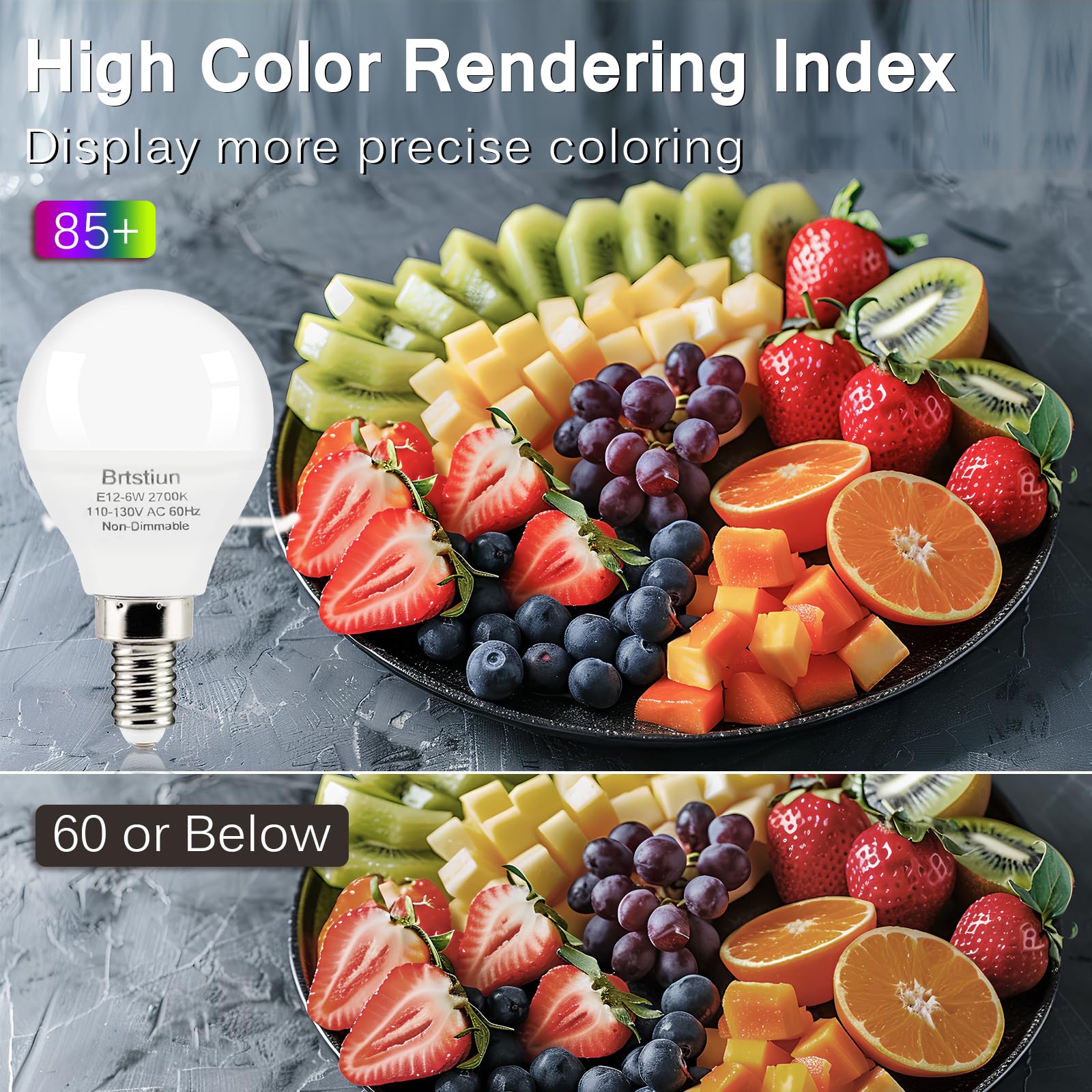 Brtstiun G45 Light Bulbs For Ceiling Fan, E12 Led Bulb, 40W Equivalent, Soft White 2700K, Small Base Led Candelabra Light Bulbs,
