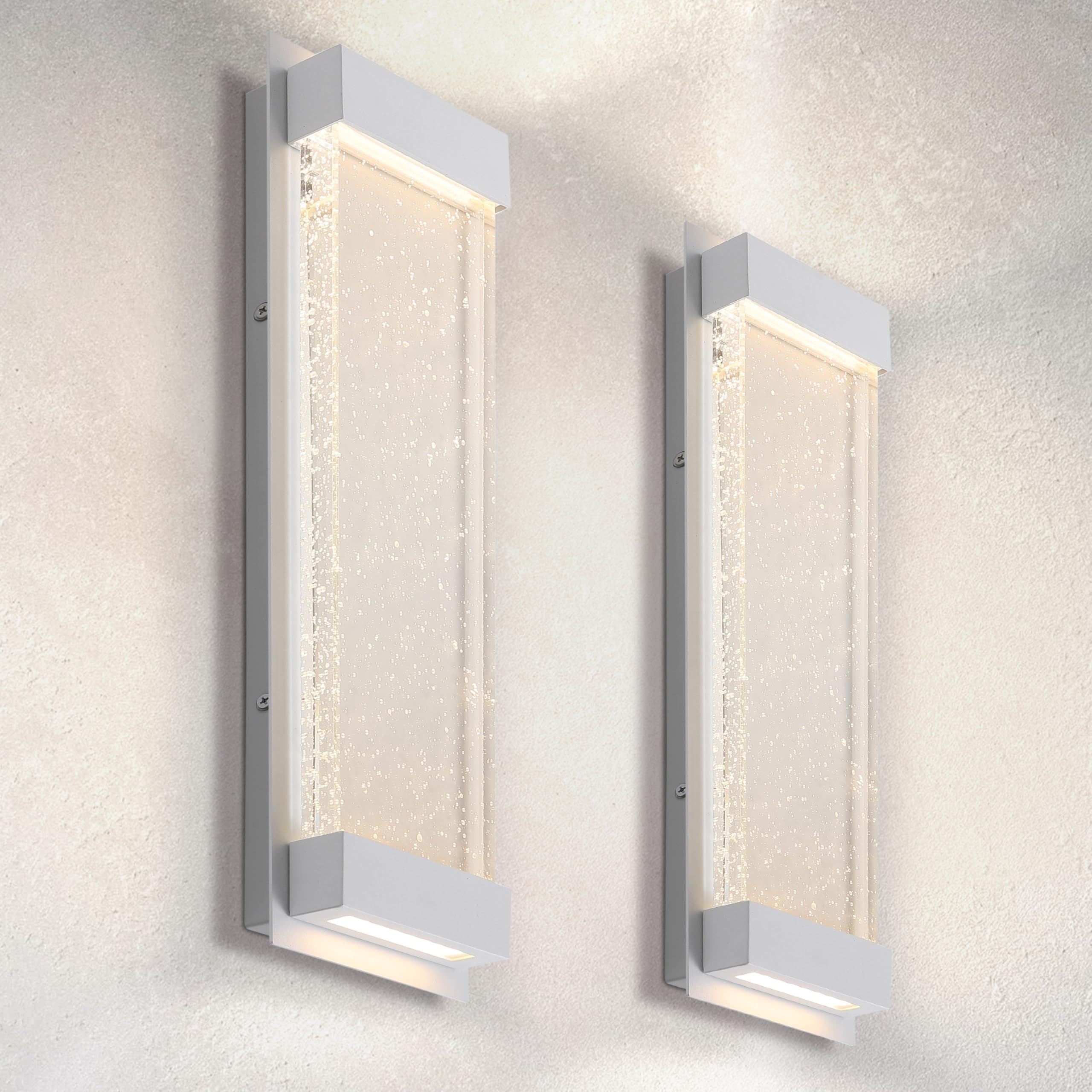 Asd Led 18 Bubble Glass Wall Light Fixture  Outdoor & Indoor Seeded Sconce | 3Cct  Waterproof  Dimmable  Up-Down Glow  Etl Listed | 22W 520Lm 3000-5000K 100-277V | Porch Lighting | White  2 Pack
