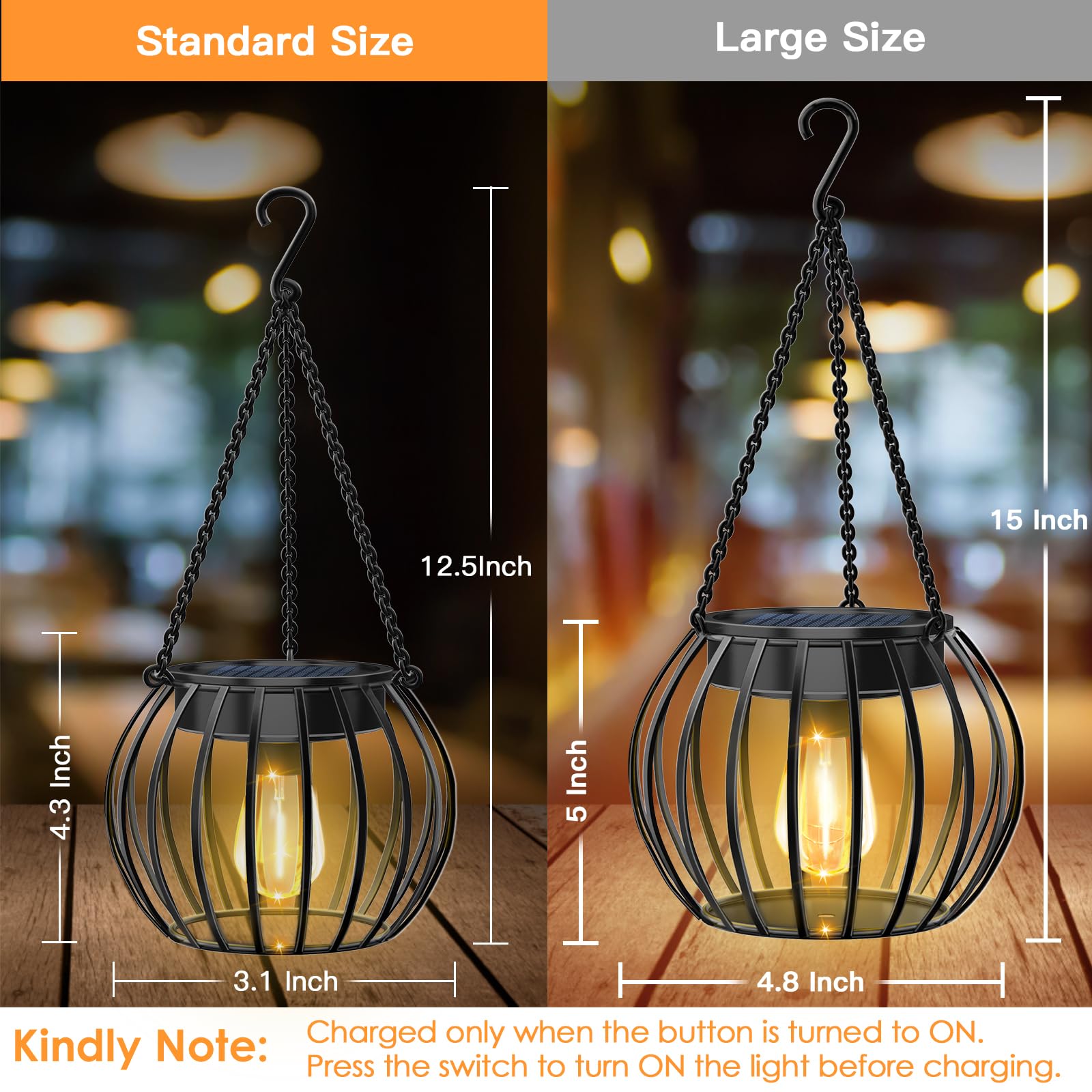 Ubright Solar Lights Outdoor Waterproof Hanging Solar Lantern Metal Lights For Outside Lanterns Decorative Outdoor Lighting For