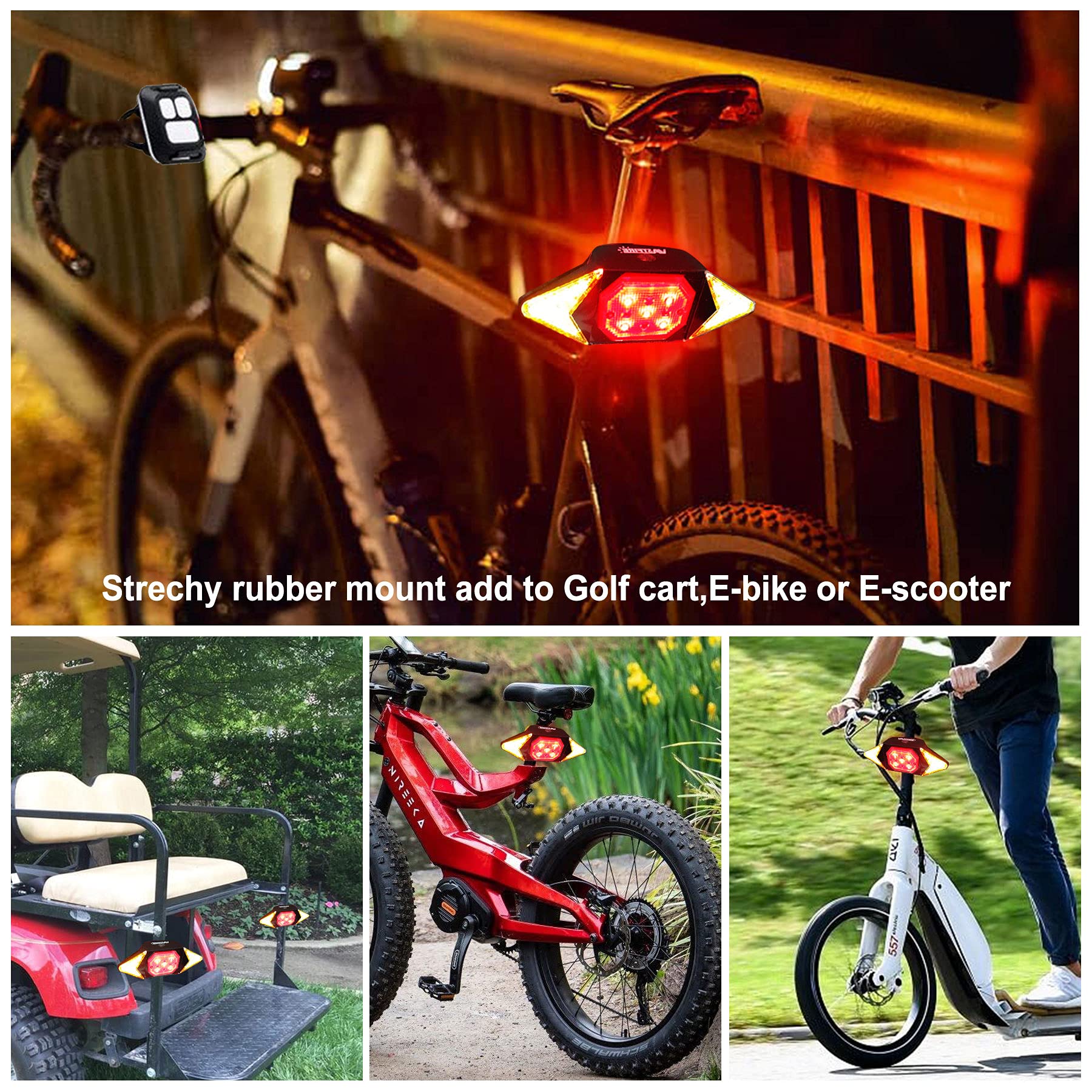 VASTFIRE Rechargeable Rear Bicycle Light - Waterproof Turn Signals, Brightest Indicators for Handlebars & Saddles, Model LTB-QX10C389