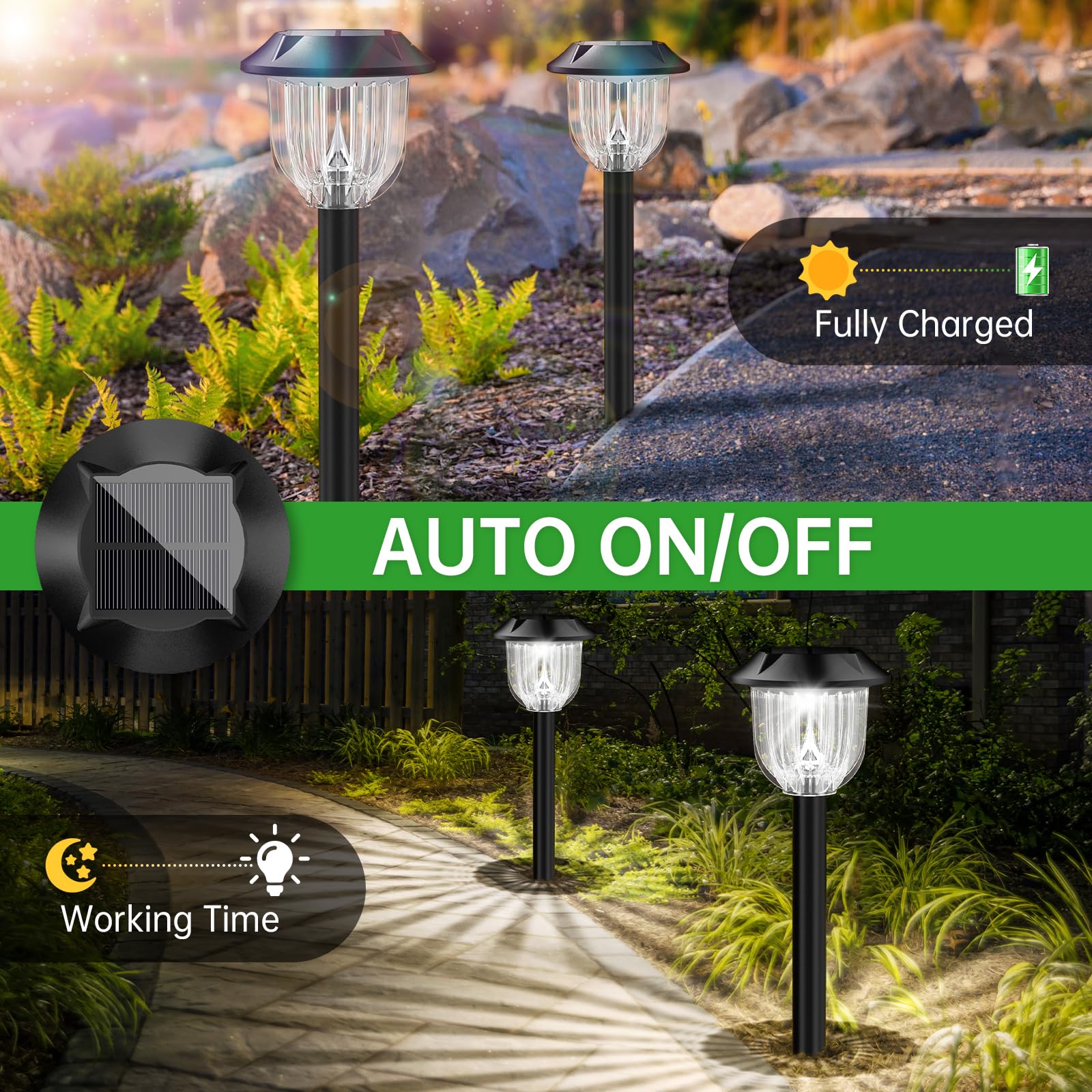 Aosea 2 Pack Solar Outdoor Lights, Solar Yard Lights Outdoor, Ip 65 Waterproof Solar Powered Driveway Lights, Auto On/Off Solar