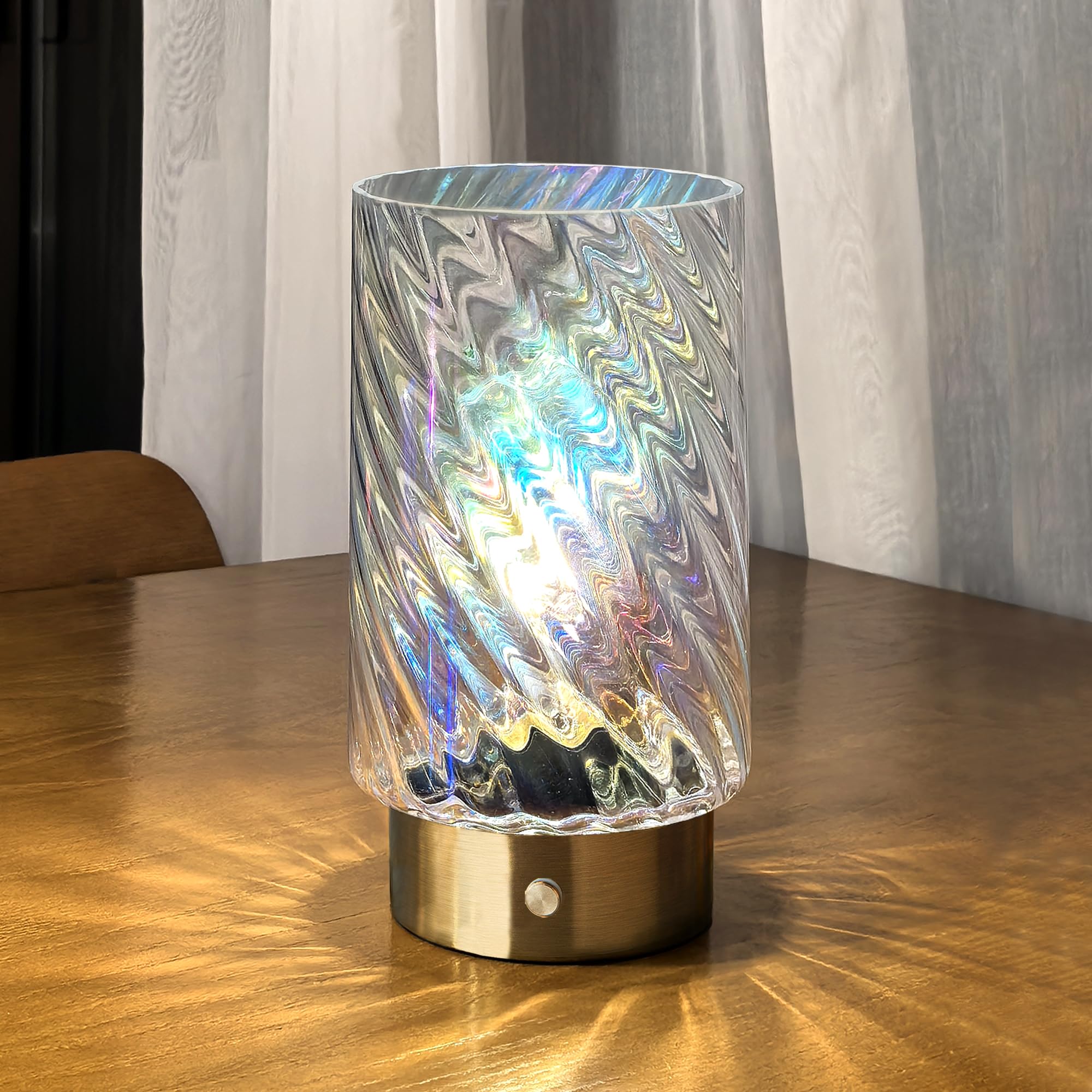 LUSHARBOR Battery Operated Table Lamp with Timer  Stepless Dimming Bedside Lamp Battery Powered Cordless Lamp for Home Decor Entryway/Living Room/Coffee Table/Shelf Transparent