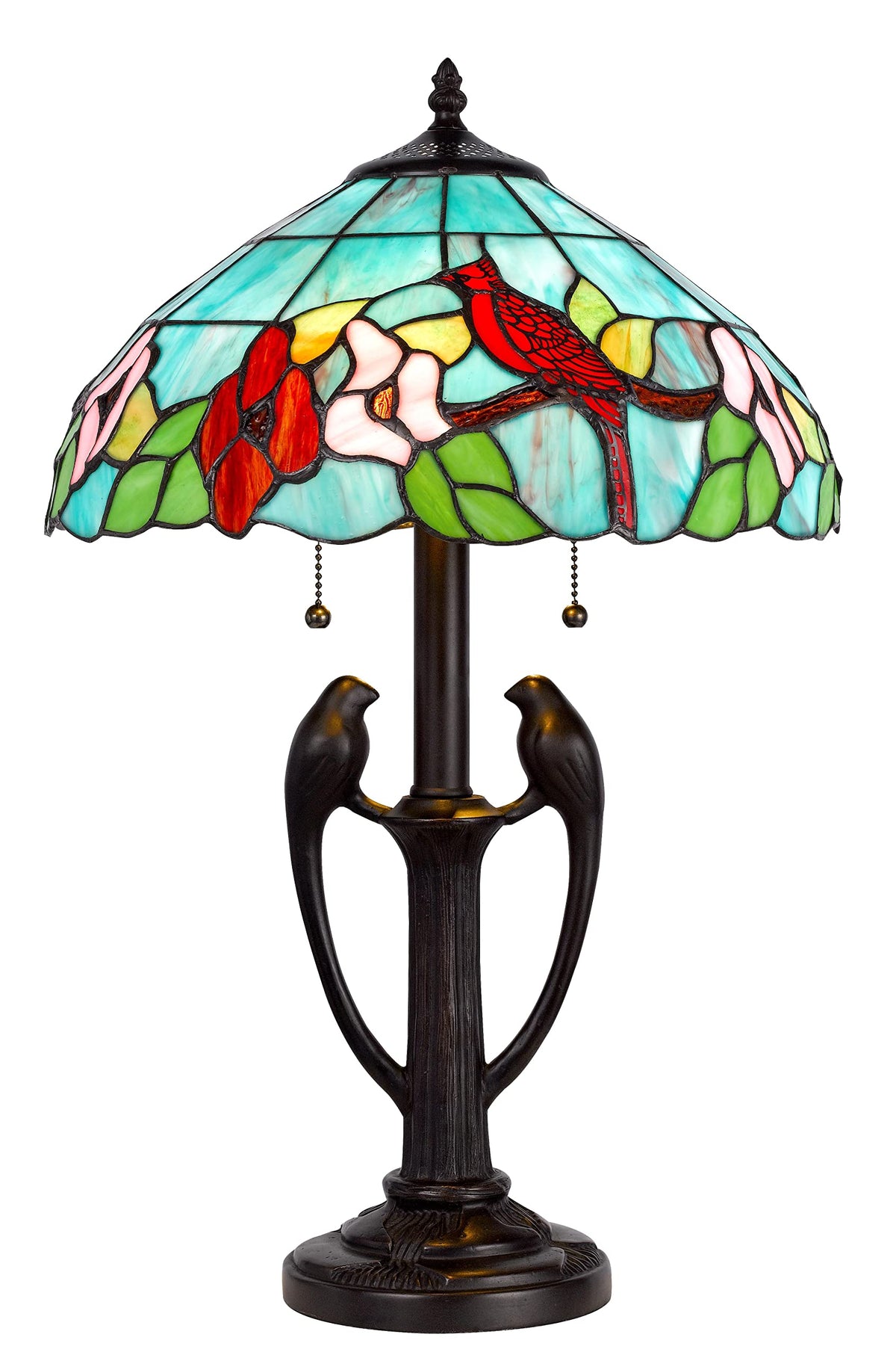 Cal 60W X 2 Antique Bronze Tiffany Table Lamp - Elegant Resin Lighting For Home Decor