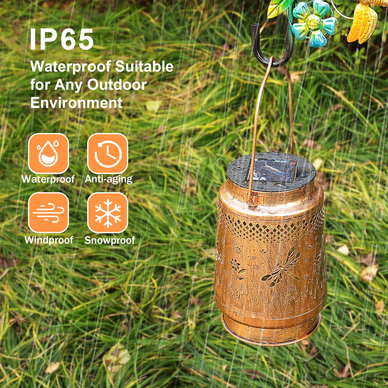 Solar Lanterns Outdoor Waterproof Dragonfly Garden Decor  Birthday Gifts For Women Mom Grandma Christmas  Hanging Solar Lights Metal Led Decoration With Shepherd Hook Outside For Garden Yard Patio
