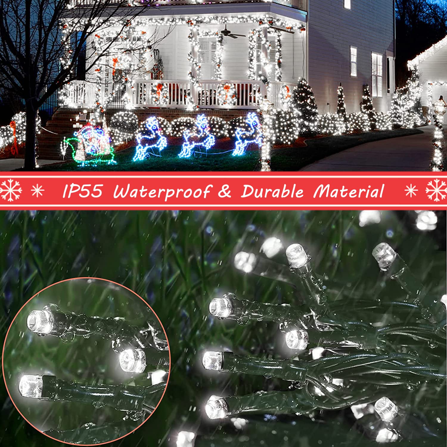 realization Christmas Lights Outdoor 108FT 300 LED Cool White Waterproof Fairy String Lights Model YLS1000WD01