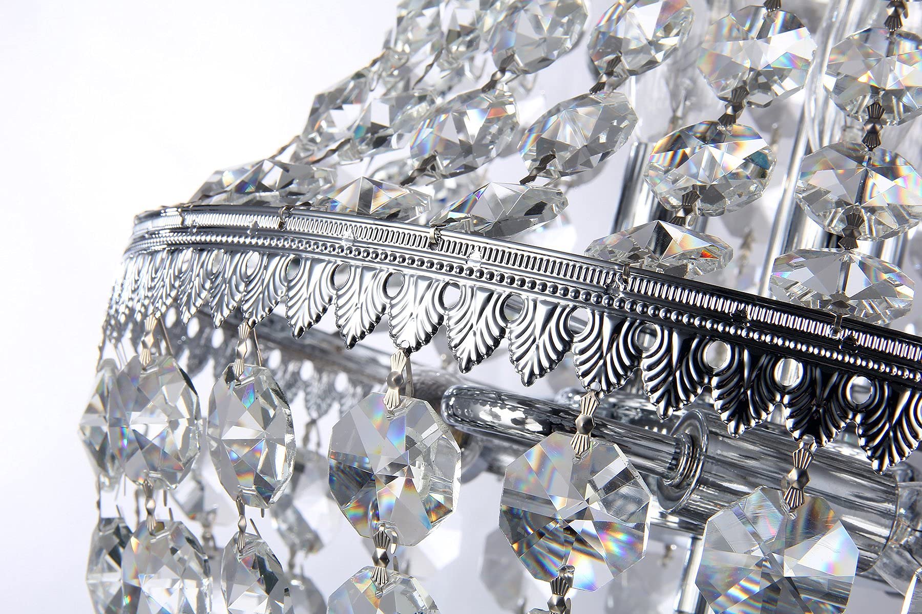 Edvivi Empire Crystal Chandelier, 6 Lights, Chrome Finish, Adjustable Hanging, Model EPJ401CH