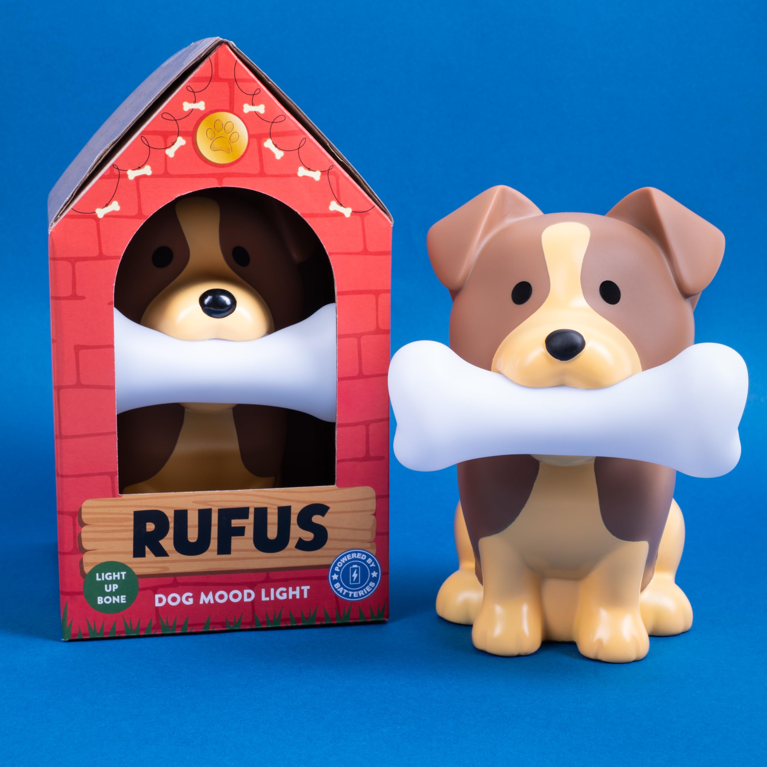Fizz Creations Rufus The Dog Mood Light - Small Multicolor LED Lamp - Battery Operated Plastic Night Light for Kids & Dog Lovers