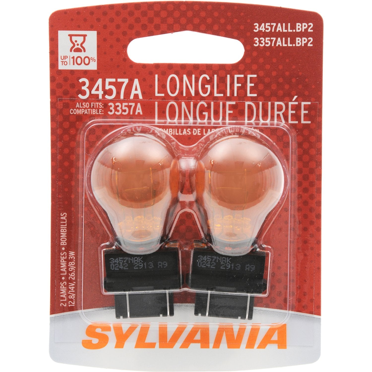 SYLVANIA 3357A/3457A Long Life Miniature Bulb - 2 Count Pack, Model 3457ALL.BP2