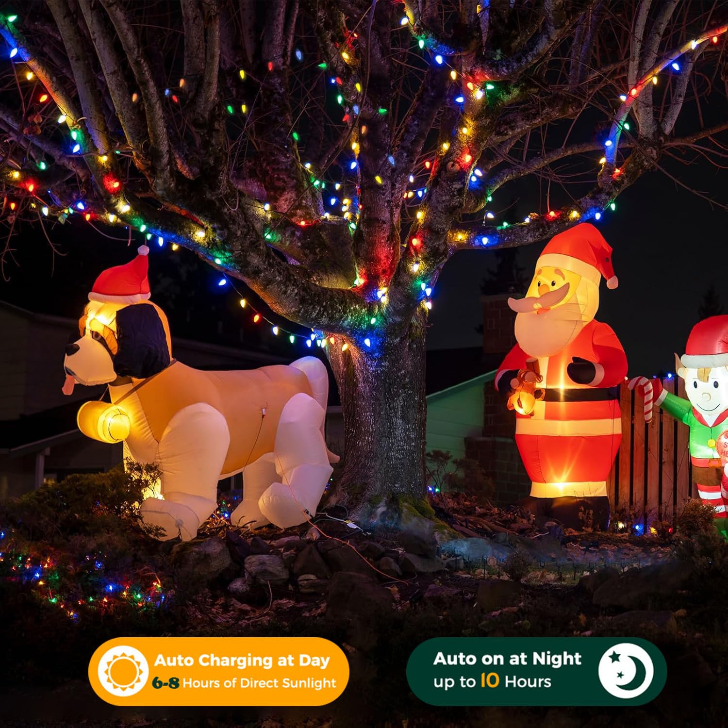 Hugsvik 39Ft 100 Led Solar Christmas Lights Outdoor, 8 Modes C6 Strawberry Lights, Waterproof Outdoor Christmas String Lights Fo