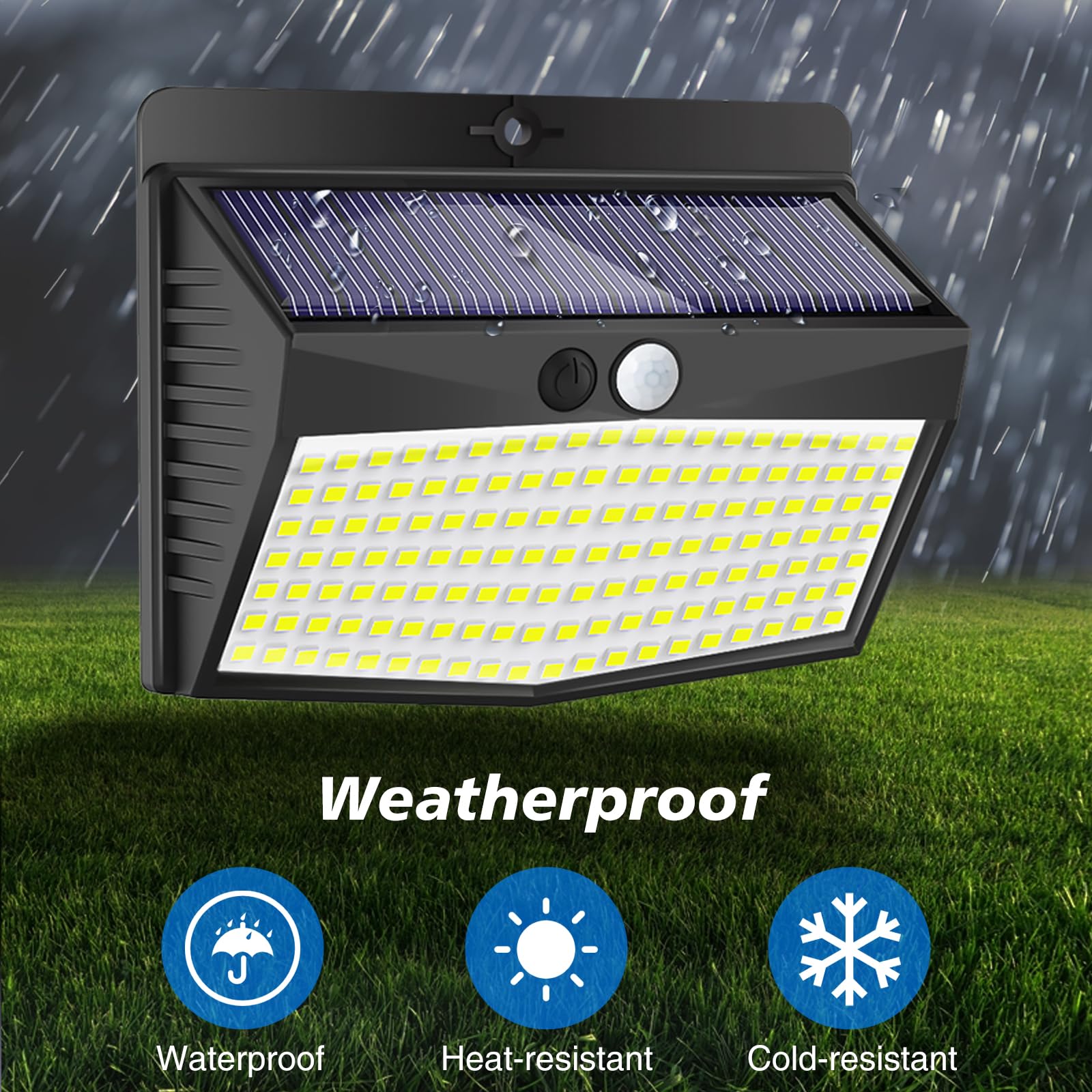 Peasur Solar Motion Sensor Lights [138 Led, 2 Pack] Waterproof Outdoor Security With 3 Modes