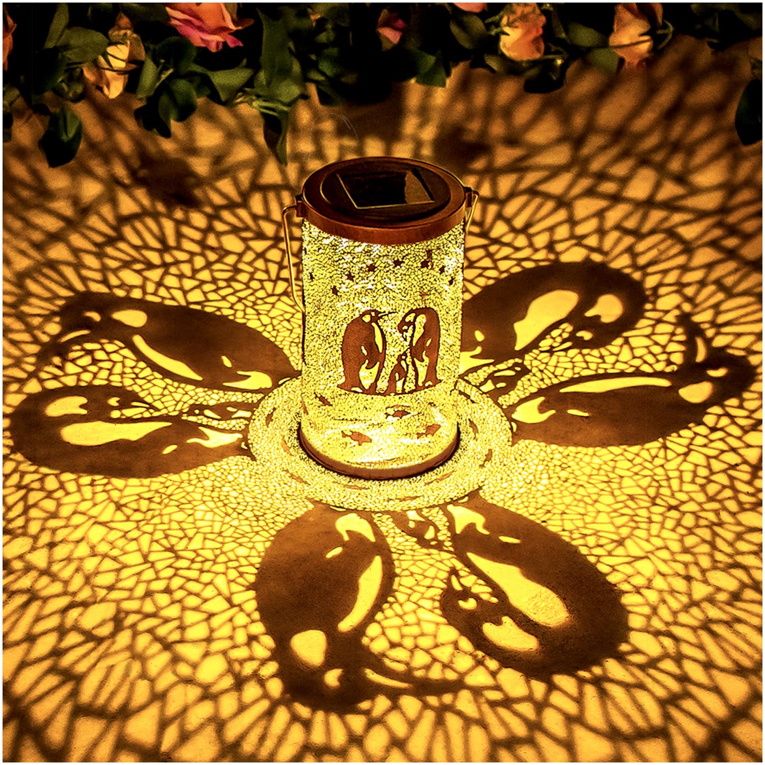 Penguin Solar Lanterns Outdoor Waterproof Hanging Solar Lights Penguin Gifts For Women Men Metal Decorative Led Penguin Lanterns For Garden Decor,Yard,Patio,Lawn,Tabletop,Pathway,Landscape