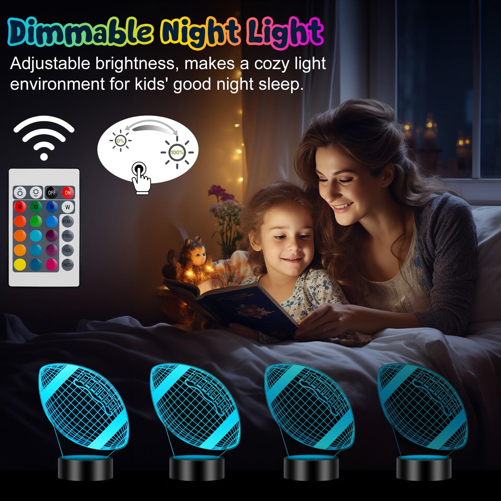 Linkax Football Gifts Stocking Stuffers For Kids Teens Boys Girls  Rugby 3D Illusion Night Light Christmas Gifts For Kids  6 7 8 9 10 11 12 13 Year Old Birthday Presents Room Decor  Toys For Ages 8-13