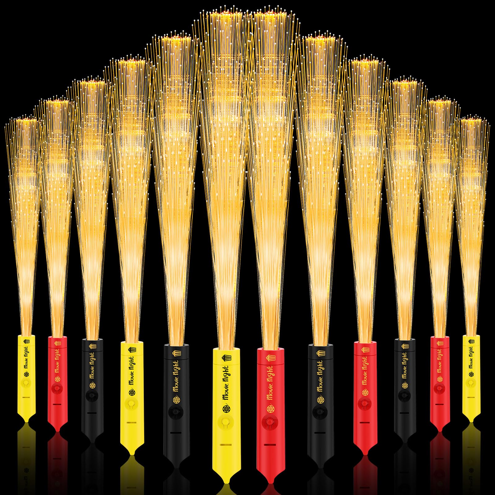 Sumind 12 Pack Movie Theme Party Supplies Movie Night Party Favors Cinema Fiber Optic Wands with 3 Light Modes Light up Glow Sti