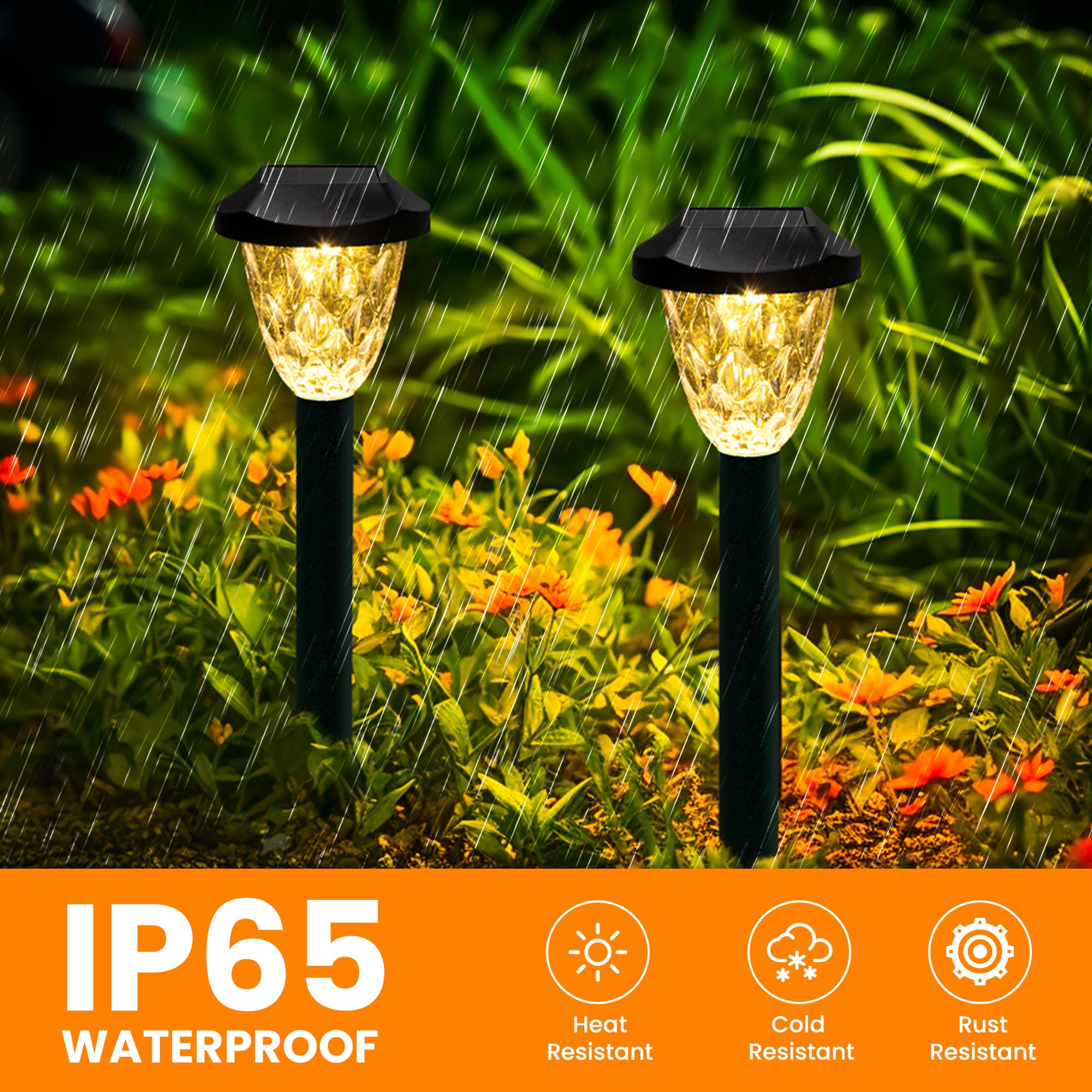 Gigalumi 8 Pack Solar Lights Outdoor, Solar Pathway Lights With Great Pattern, Waterproof Auto On/Off Solar Lights For Outside Y