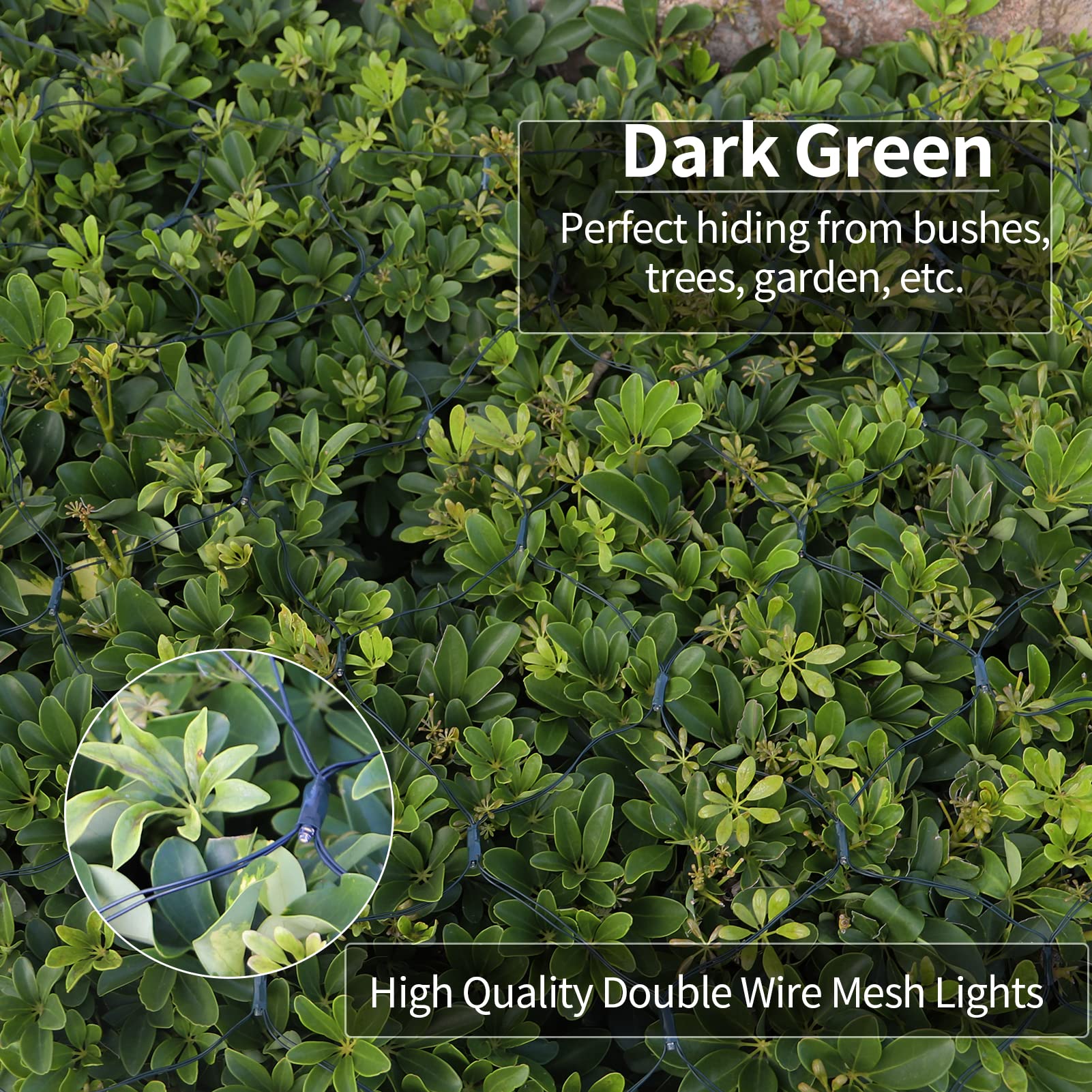 echosari Solar Powered Net Lights 200 LED 9.8ft x 6.6ft Dark Green Wire Cool White Outdoor Decoration