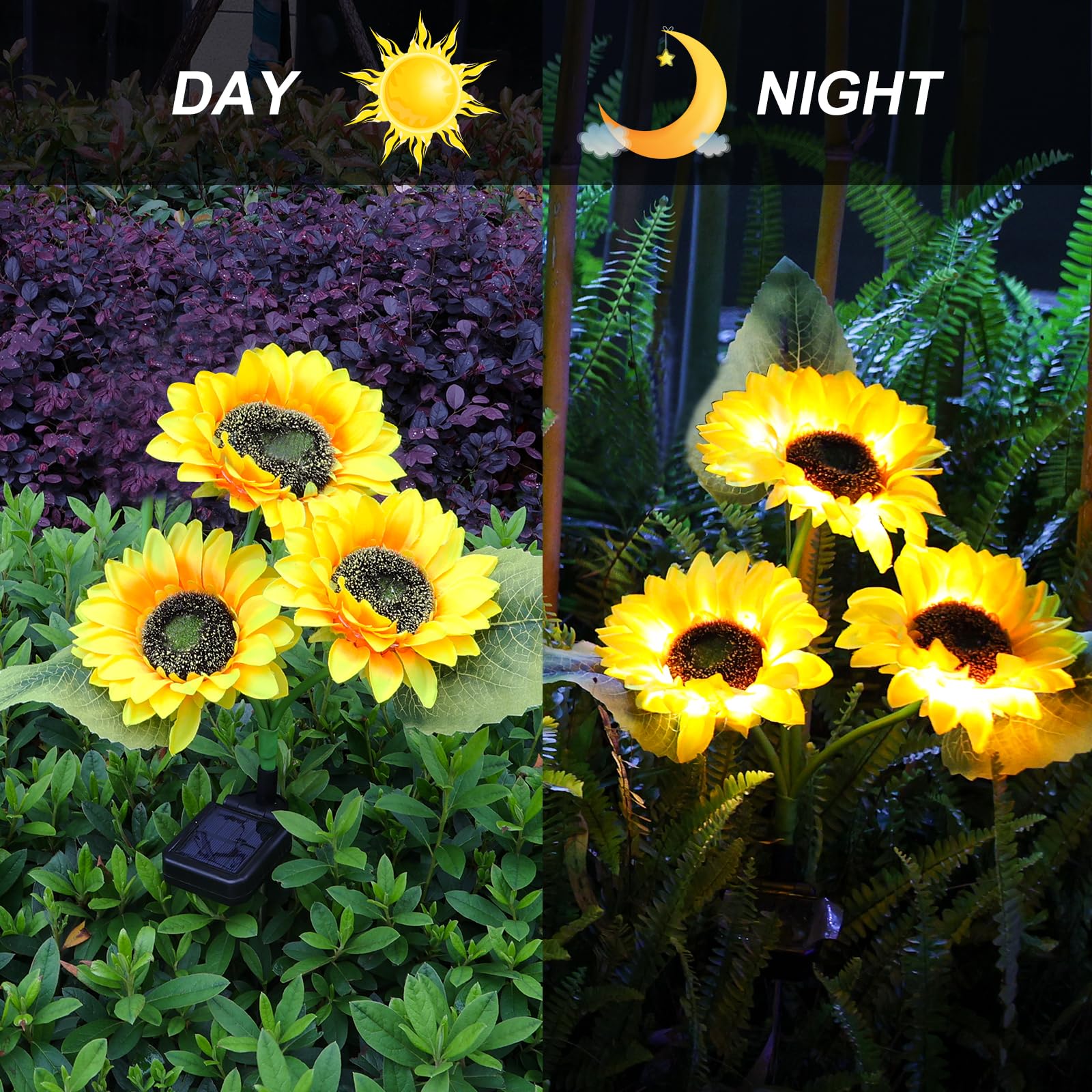 Solar Sunflower Outdoor Garden Lights  4 Pack With 12 Sunflower Waterproof Garden Decor  Gifts For Mom Grandma  Waterproof Decorative Lights For Pathways Patios And Yards Decorations