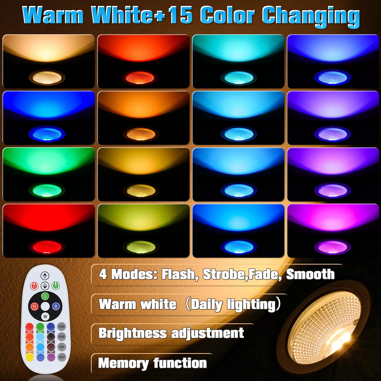VOLISUN RGB Christmas Spotlights, 16 Multicolored Waterproof Lights, 2 Pack, IP65 for Outdoor Trees, Yard, House