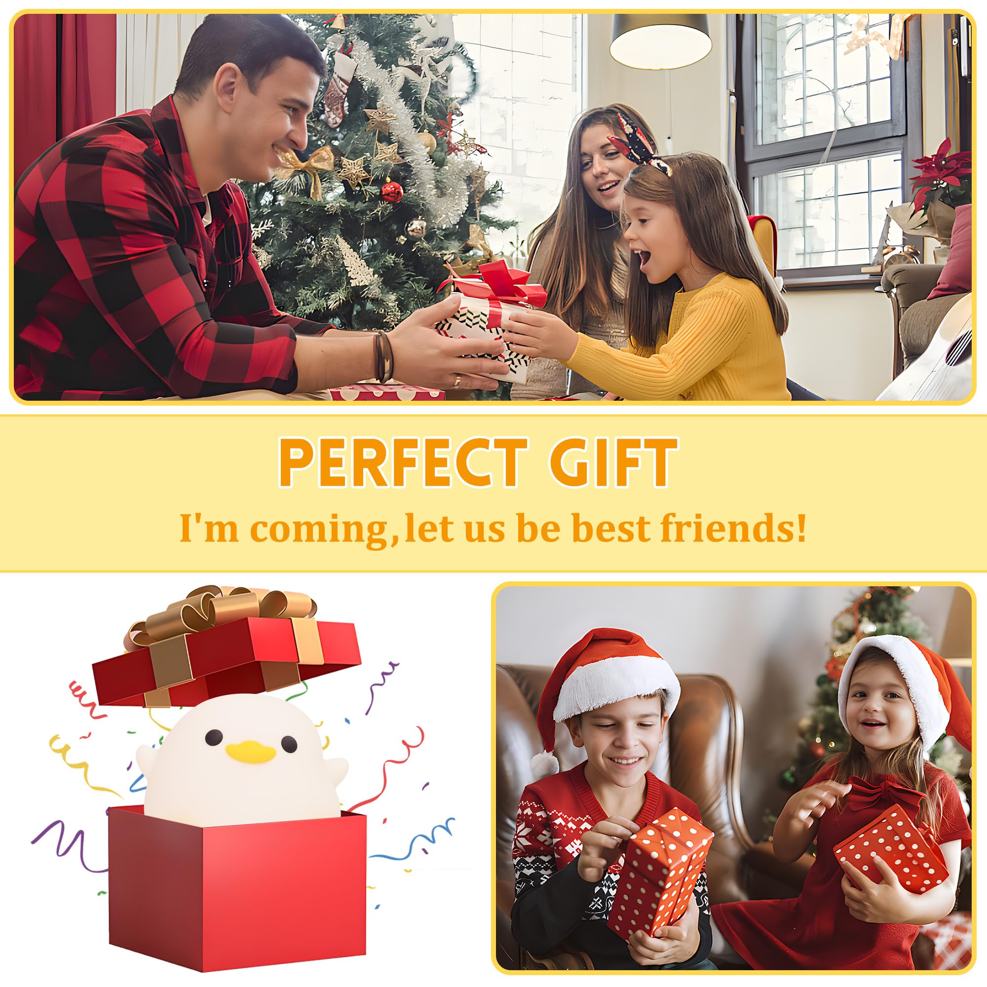 Okayera Dodo Duck Night Light, Duck Bean Silicone Bedside Lamp With Dimmable Usb Rechargeable Timer, Perfect Animal Gift Birthda