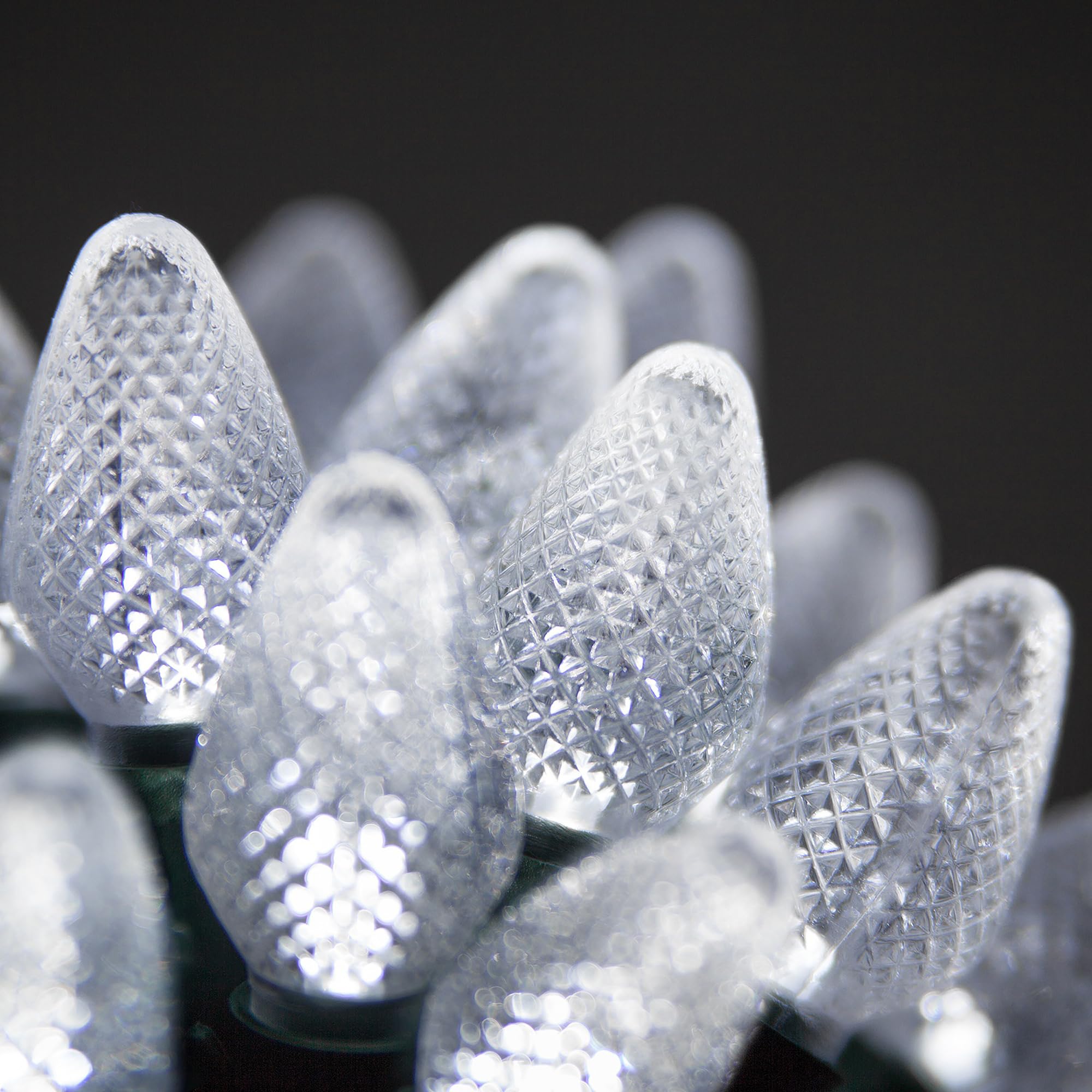 Wintergreen Lighting C7 Cool White Christmas Lights Set of 25, 17 Ft, White LED Christmas Lights Outdoor String Lights Party Wed