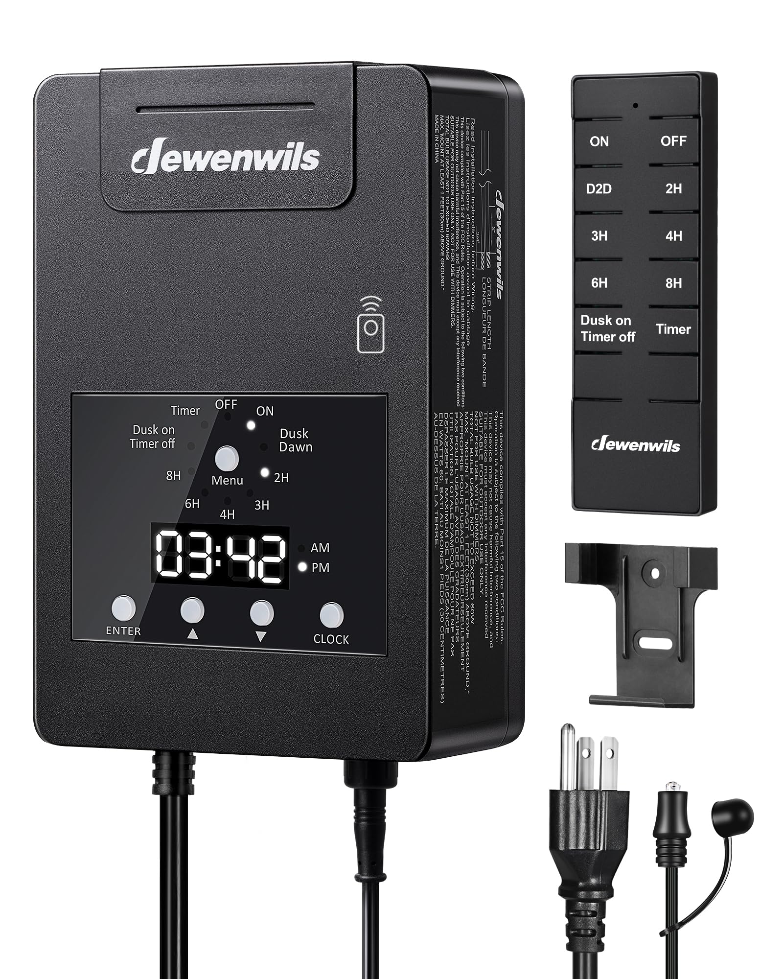 DEWENWILS 120W Low Voltage Landscape Transformer with Remote Control, 120V AC to 12V DC, Low Voltage Transformers with Photocell