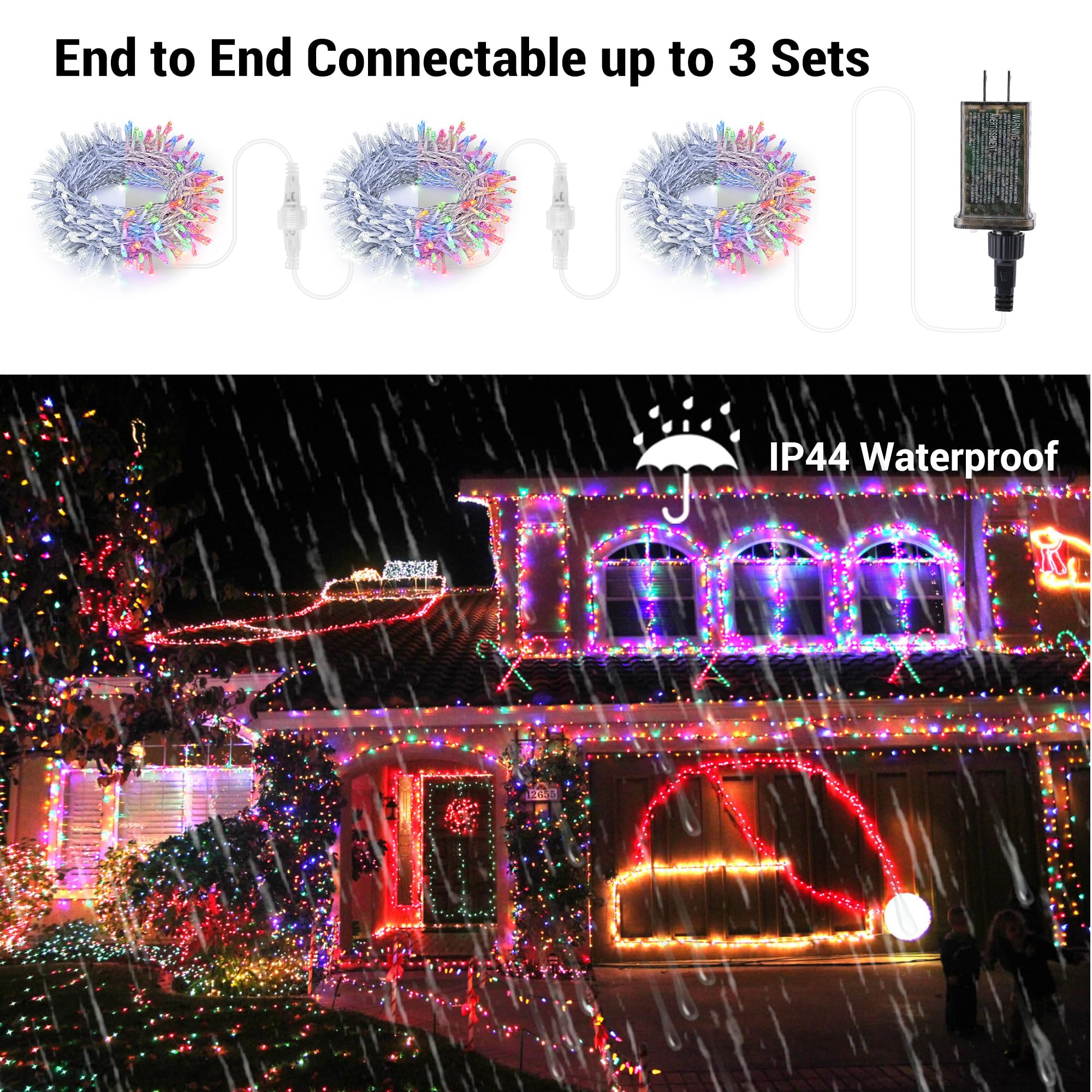 Brizled Color Changing Christmas Lights, 65.67Ft 200 Led Dual Color Christmas Tree Lights With Remote, Cool White & Multicolor 11 Function Xmas String Lights Indoor Outdoor For Xmas Party Home Wedding
