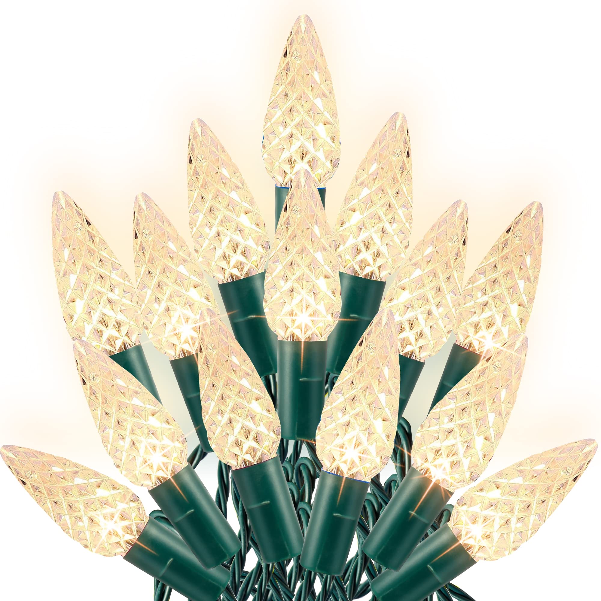 Dazzle Bright C6 Christmas String Lights, 100 LED 33 FT Outdoor Christmas Lights Waterproof Connectable, 8 Modes Christmas Light