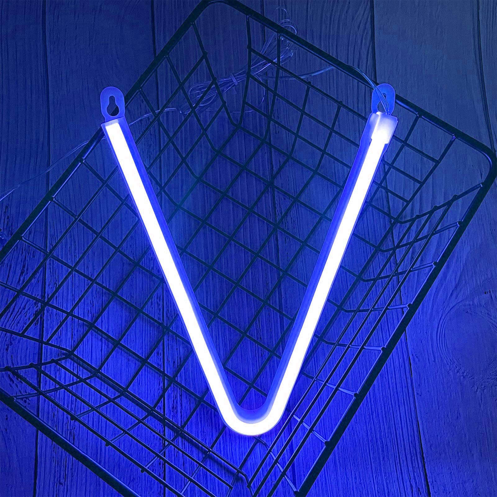 ENUOLI Blue Neon Letter Sign - LED Alphabet Art Light - Battery/USB Powered - Model nNH.U-B