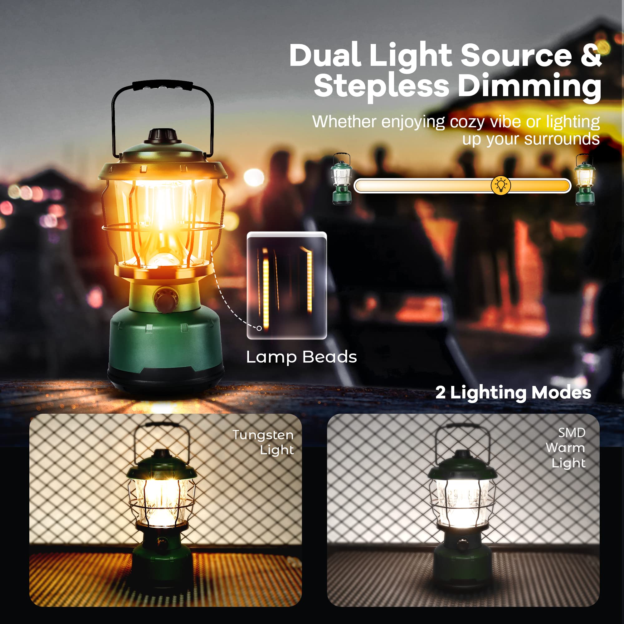 Elesall Led Camping Lantern, 2500Lm Rechargeable, Water Resistant For Emergencies & Hiking